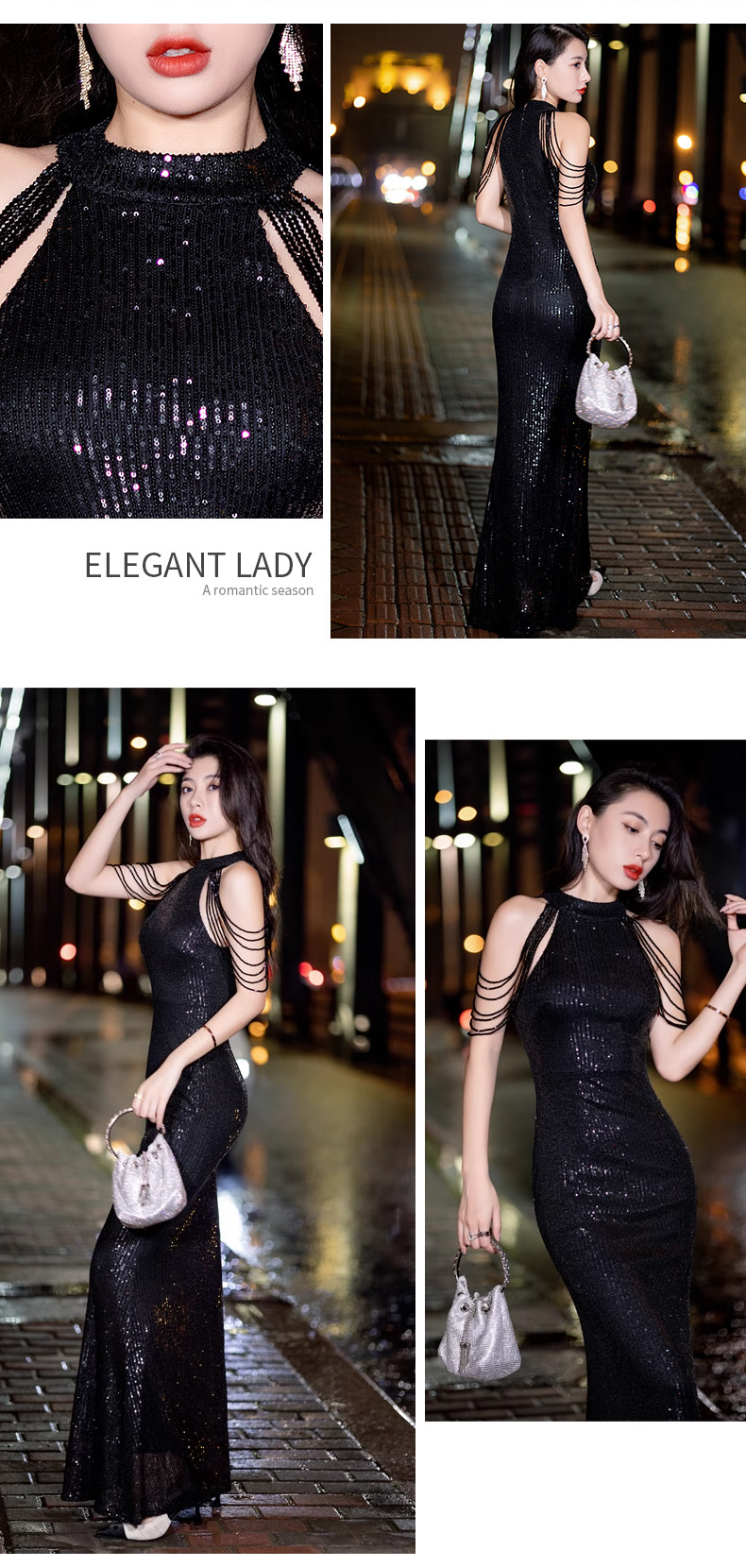 Luxury-Tassel-Halter-Fishtail-Sequin-Party-Slip-Evening-Club-Dress12