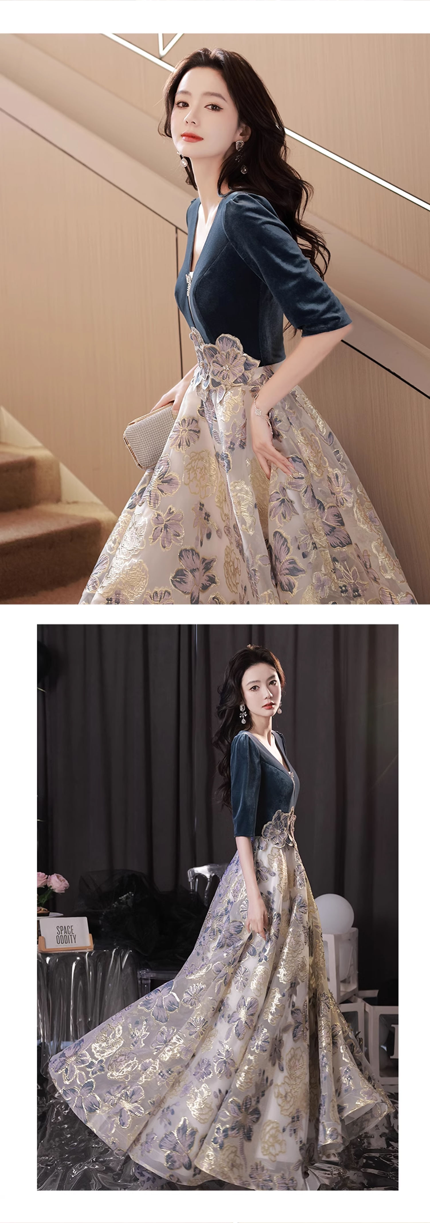 Luxury-V-neck-Dark-Blue-Evening-Dress-Velvet-Formal-Banquet-Gown11