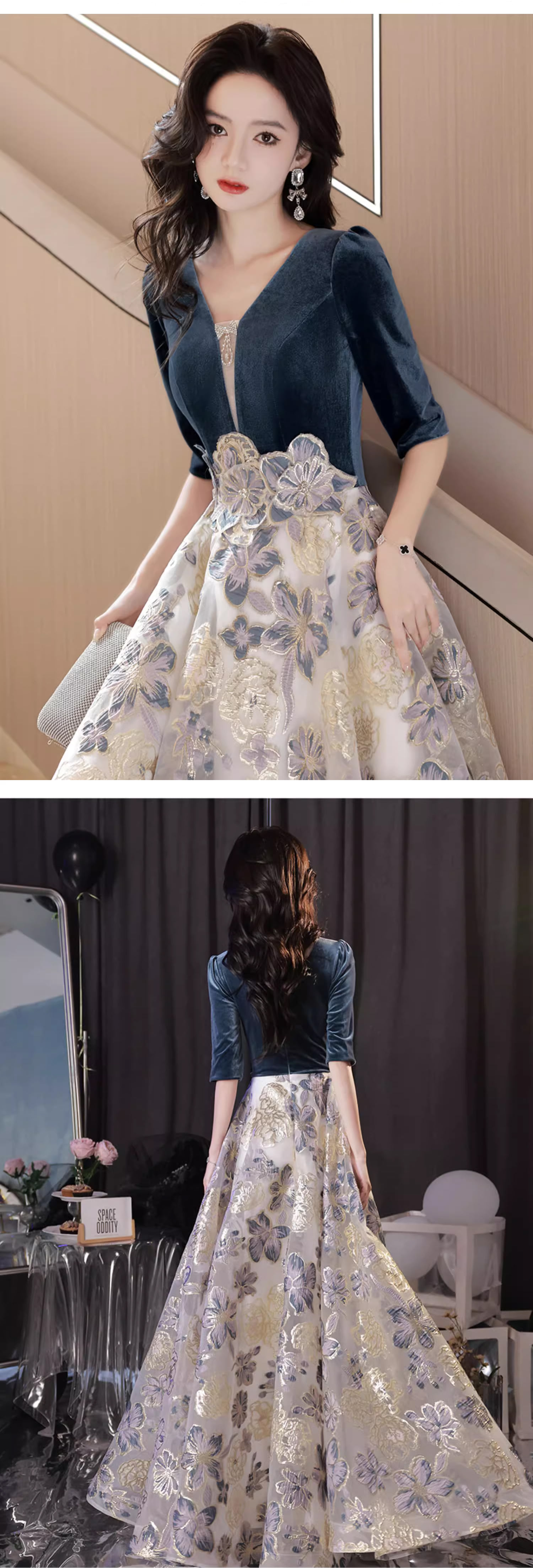 Luxury-V-neck-Dark-Blue-Evening-Dress-Velvet-Formal-Banquet-Gown15