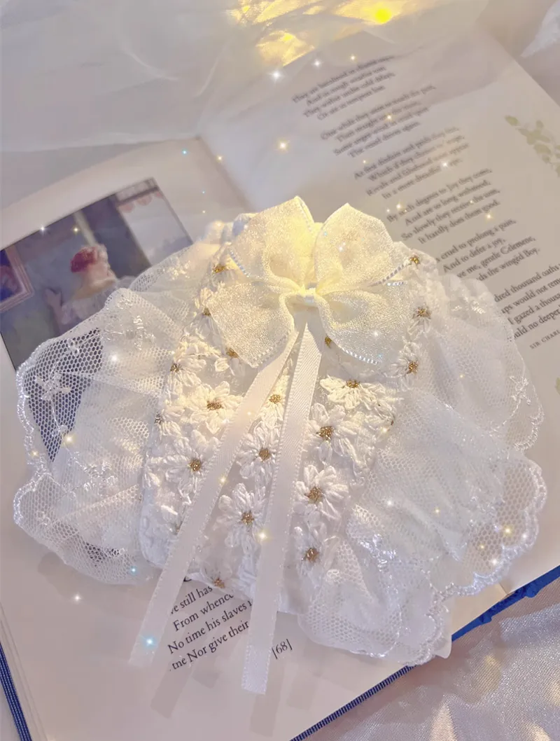 Princess Embroidery Milk Silk Mid Waist Ruffle Lace Floral Panties01
