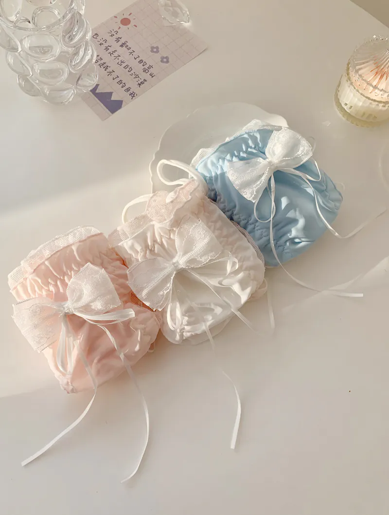 Soft Milk Silk Ruffle Lace Panties Sweet Bowknot Briefs for Ladies05