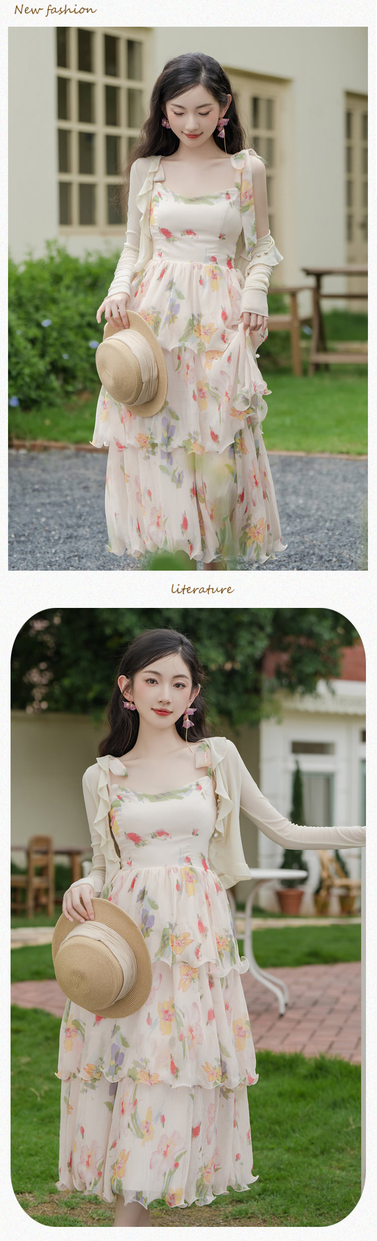 Sweet-Floral-Print-Layered-Chiffon-Slip-Dress-with-Long-Sleeve-Cardigan12
