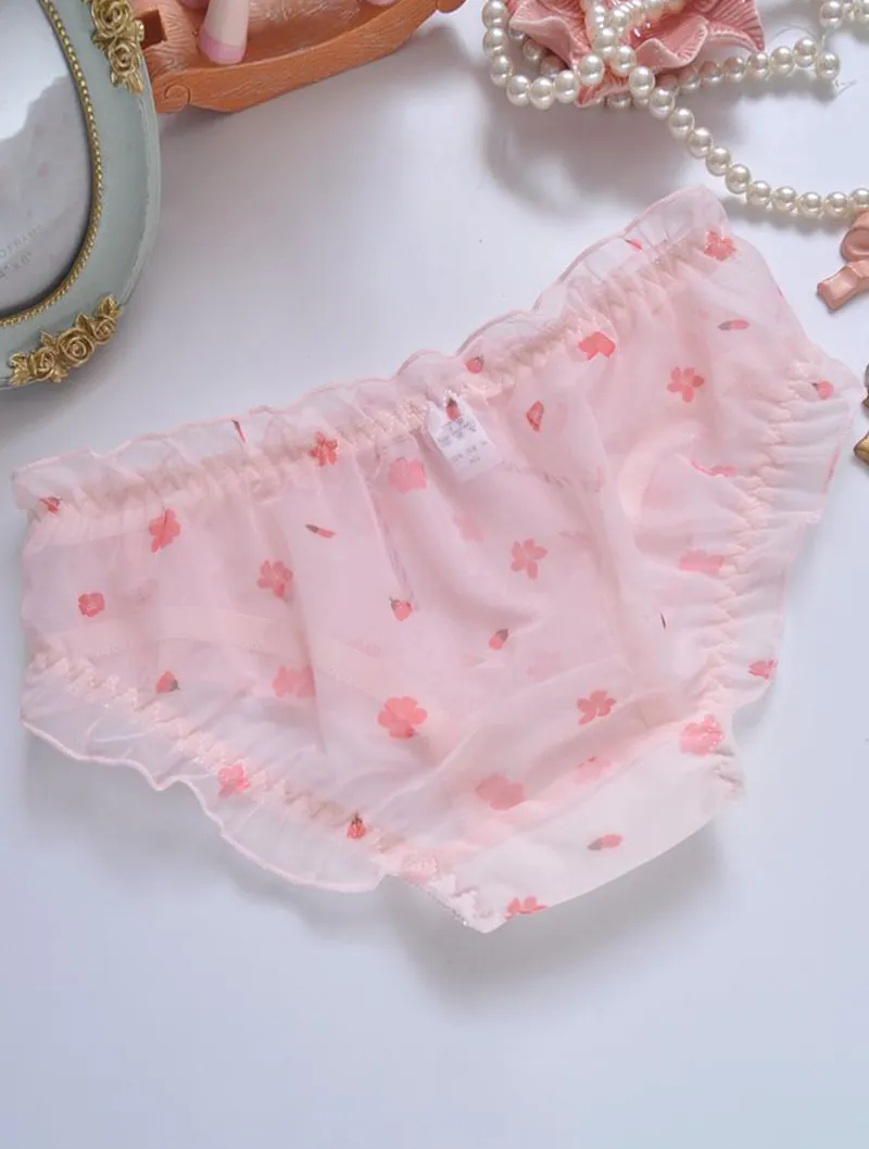 Sweet Floral Printed Underwear Soft Breathable Thin Tulle Panties03