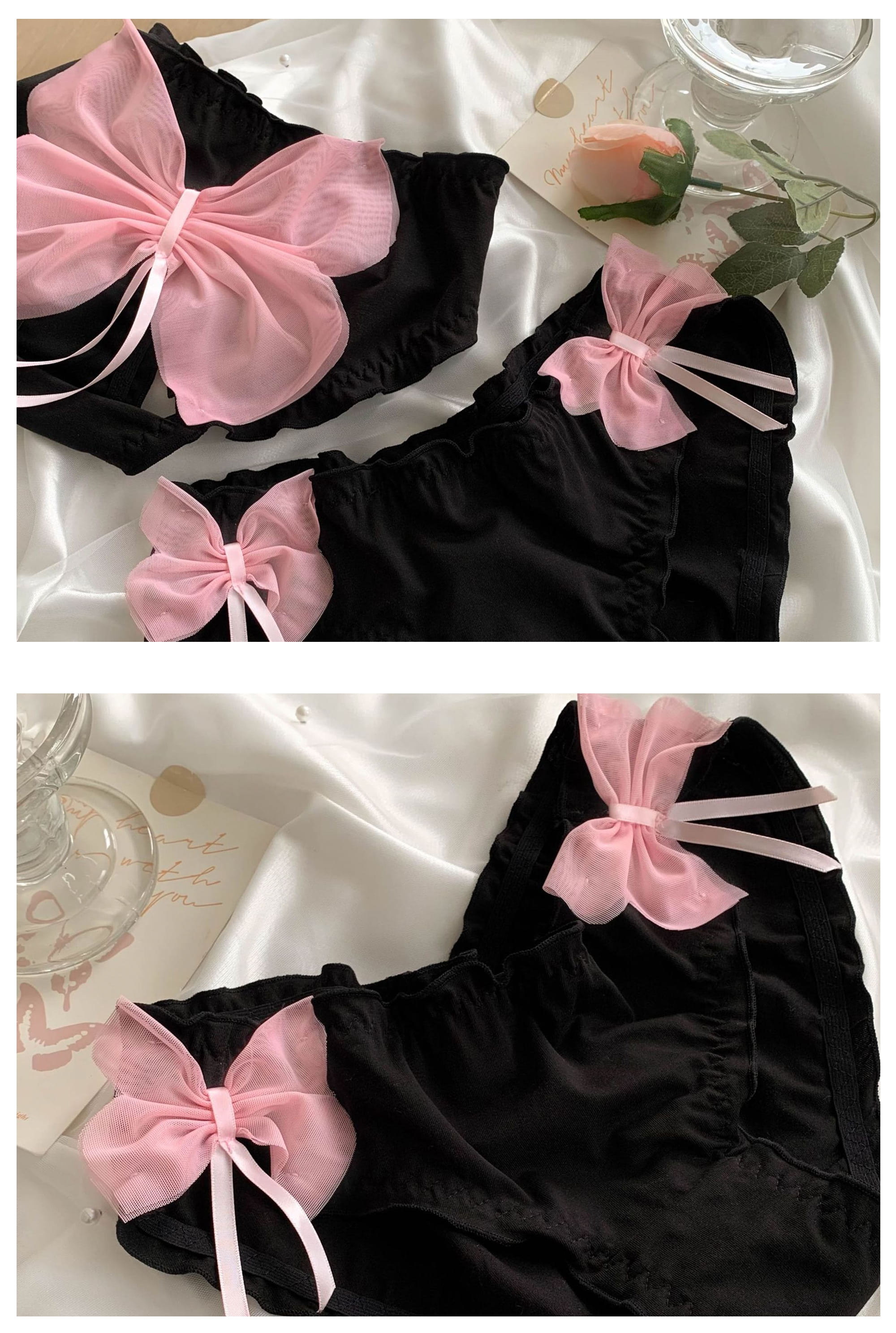 Sweet-Lovely-Girls-Black-Underwear-Soft-Panty-Briefs-with-Pink-Bow10