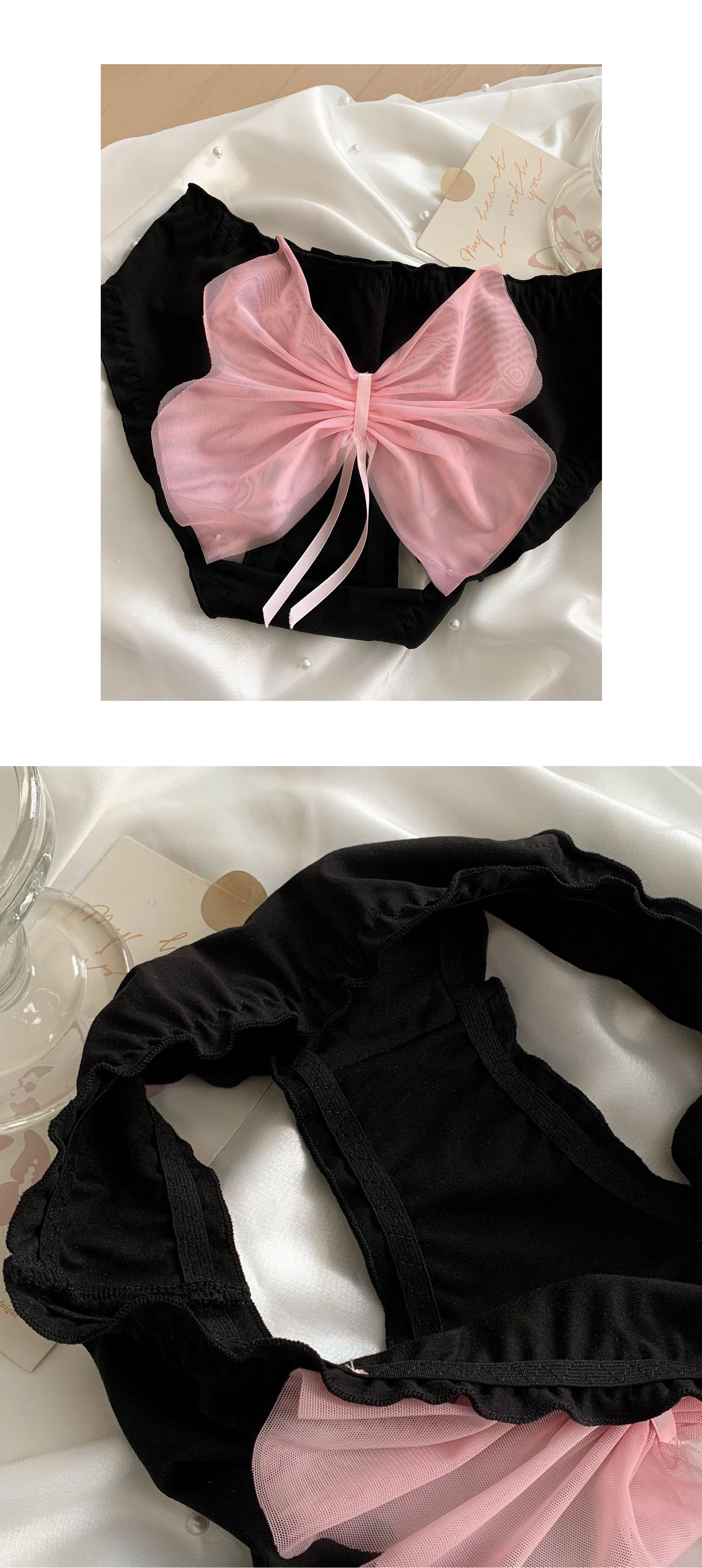 Sweet-Lovely-Girls-Black-Underwear-Soft-Panty-Briefs-with-Pink-Bow11