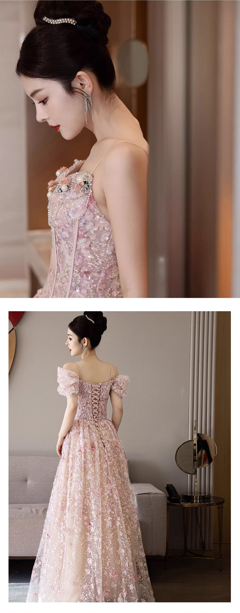 Sweet-Pink-3D-Floral-Tulle-Slip-Evening-Prom-Dress-Fairy-Princess-Ball-Gown12