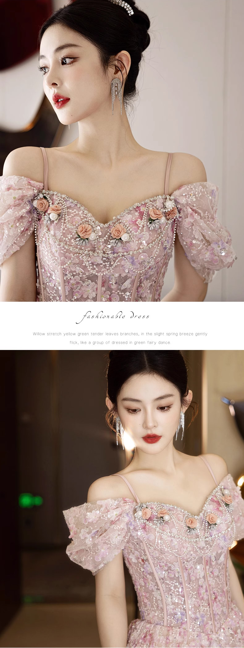 Sweet-Pink-3D-Floral-Tulle-Slip-Evening-Prom-Dress-Fairy-Princess-Ball-Gown14