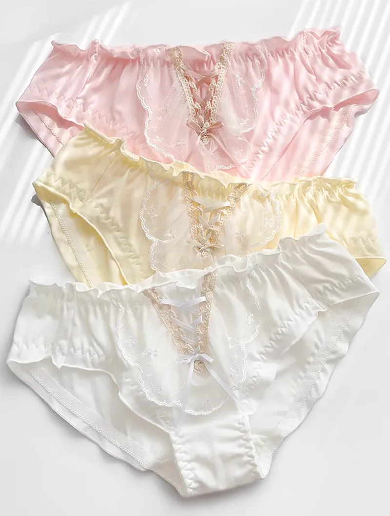 Sweet Princess Ladies Cotton Ruffle Lace Underwear Briefs Panty01