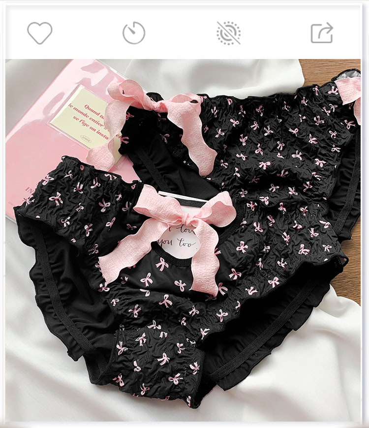 Sweet Lovely Girl's Black Underwear Soft Panty Briefs with Pink Bow –  FloraShe