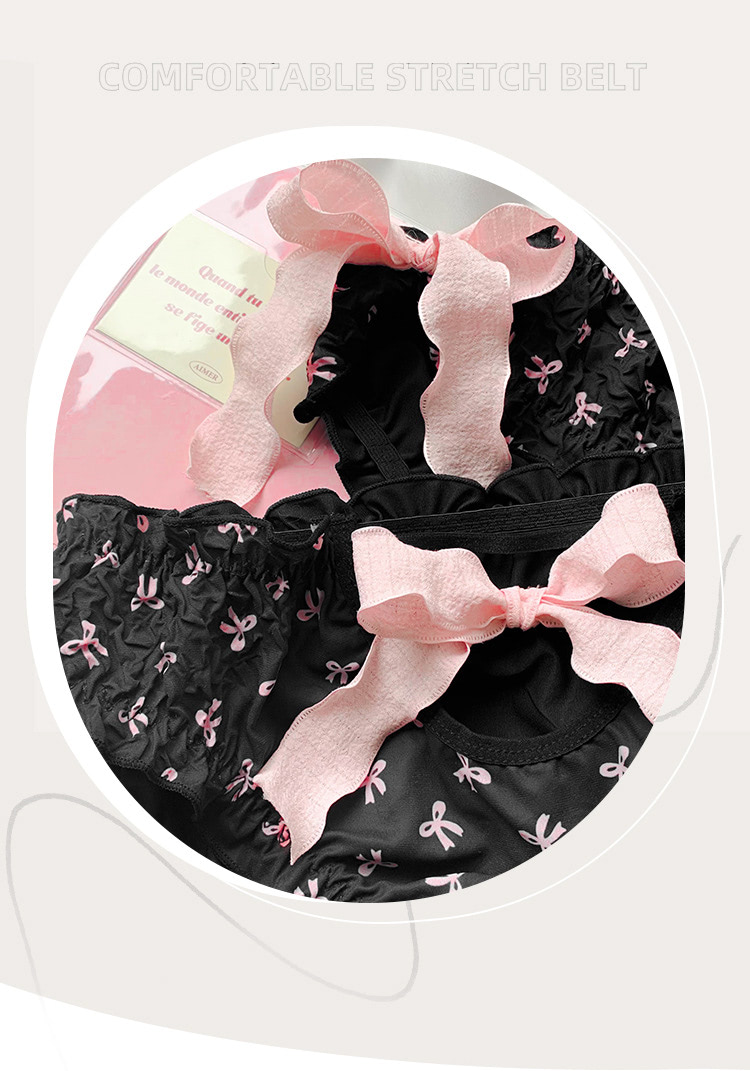 Sweet-and-Cute-Bow-Flower-Printed-Underwear-Mid-Rise-Black-Briefs10