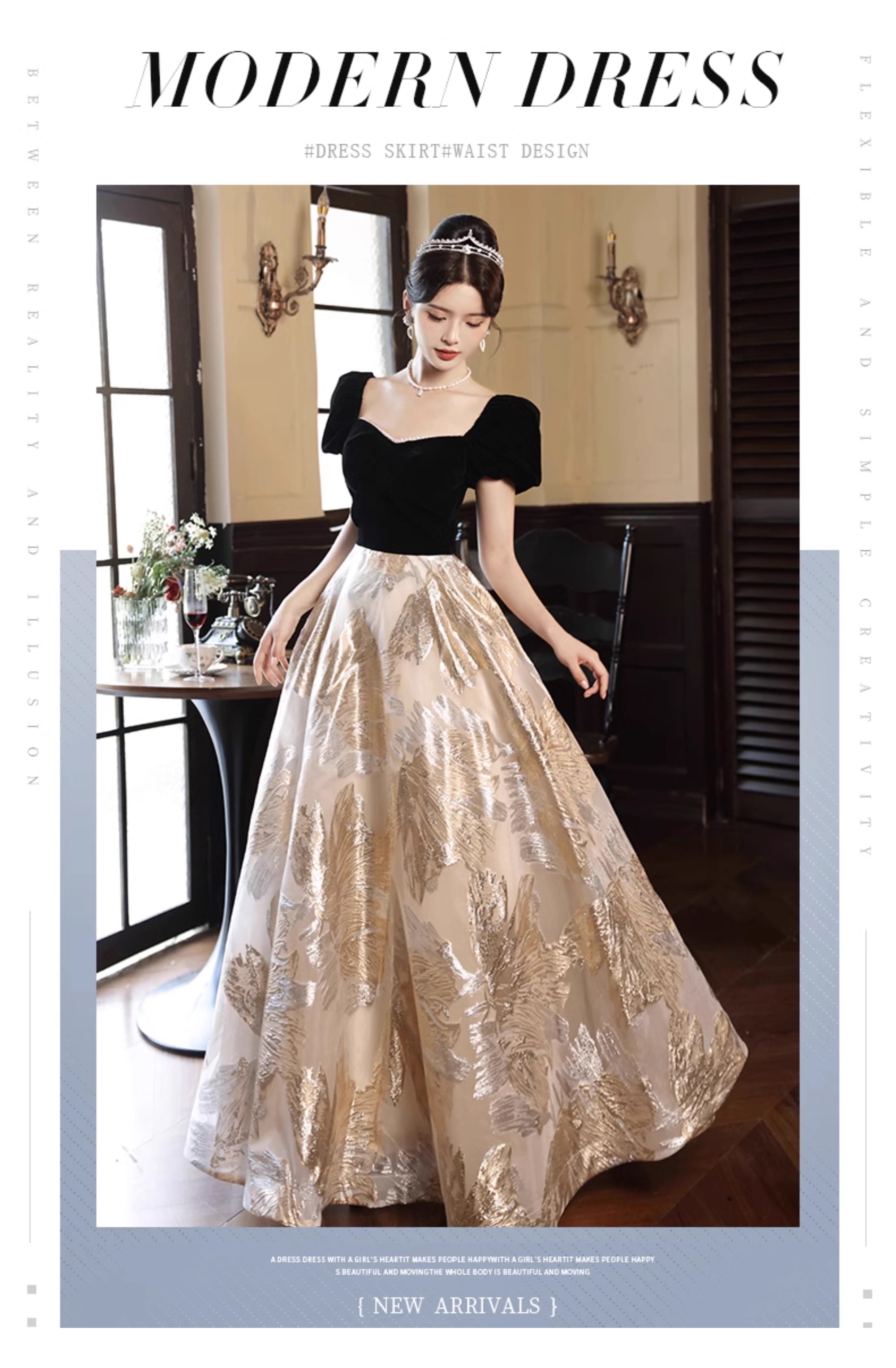 Womens-French-Style-Black-Banquet-Evening-Dress-Party-Ball-Gown06