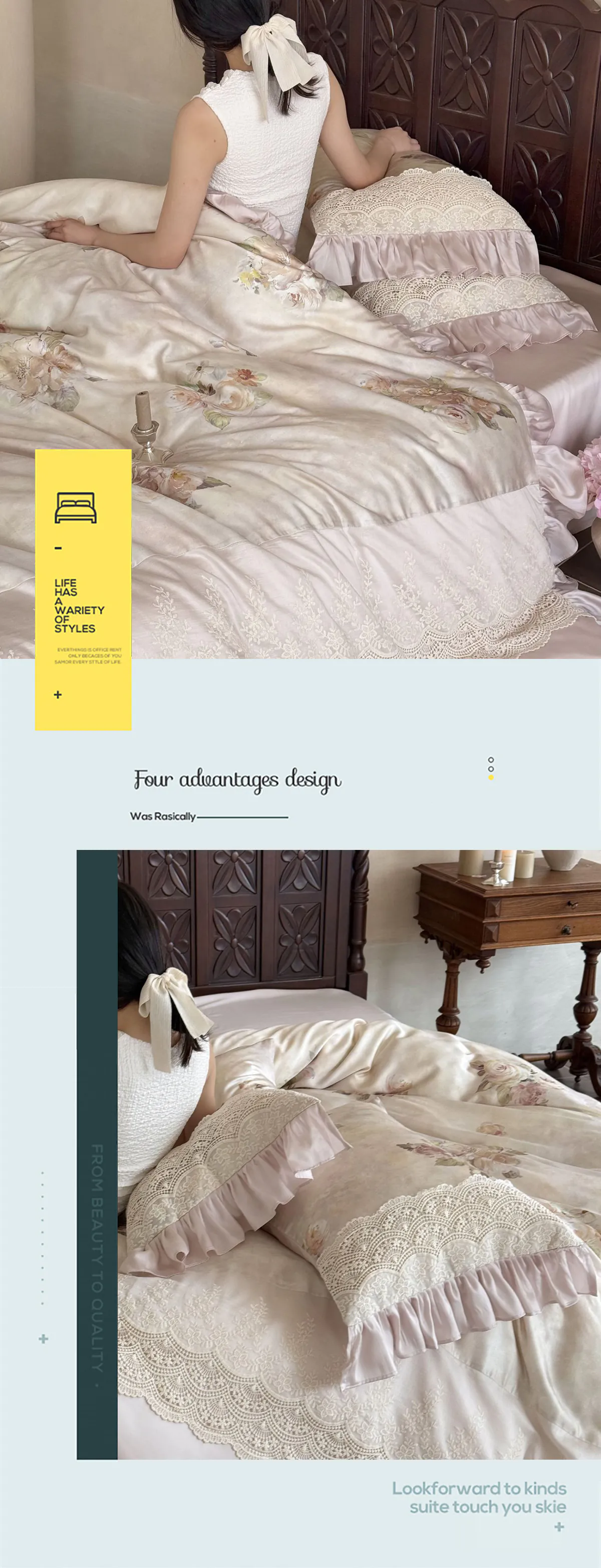 100s-Brushed-Cotton-Lace-Trim-Floral-Print-Full-Queen-King-Bedding-Set11