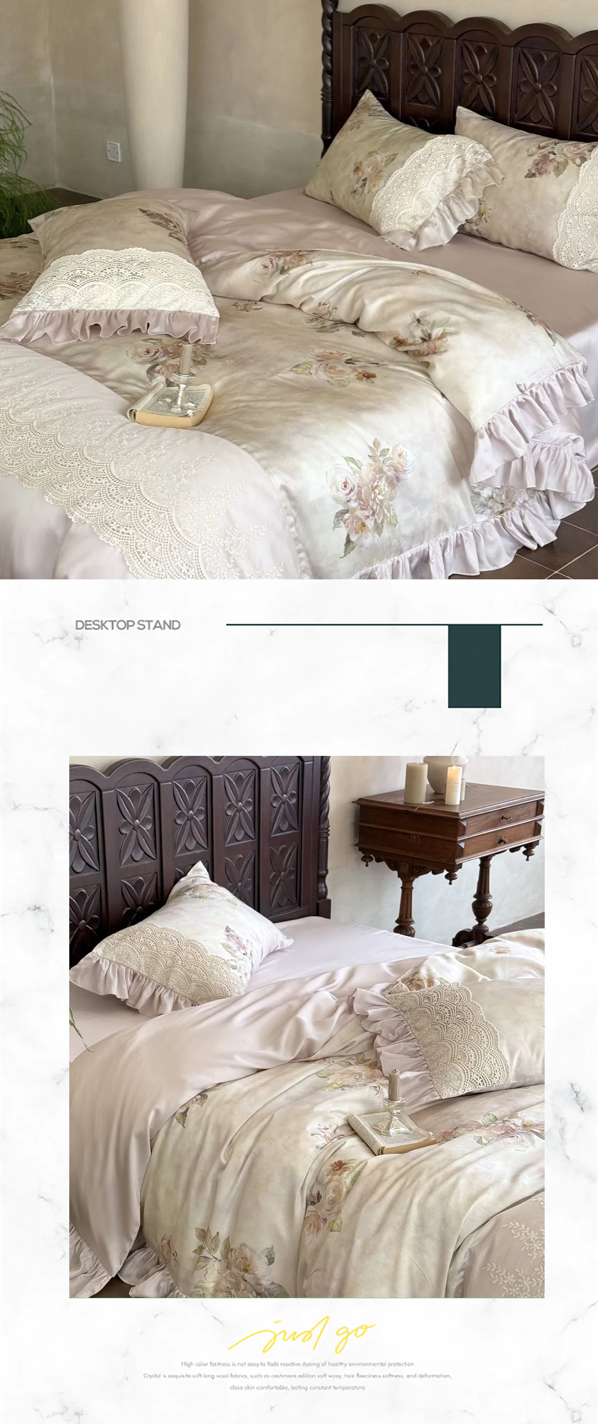 100s-Brushed-Cotton-Lace-Trim-Floral-Print-Full-Queen-King-Bedding-Set13