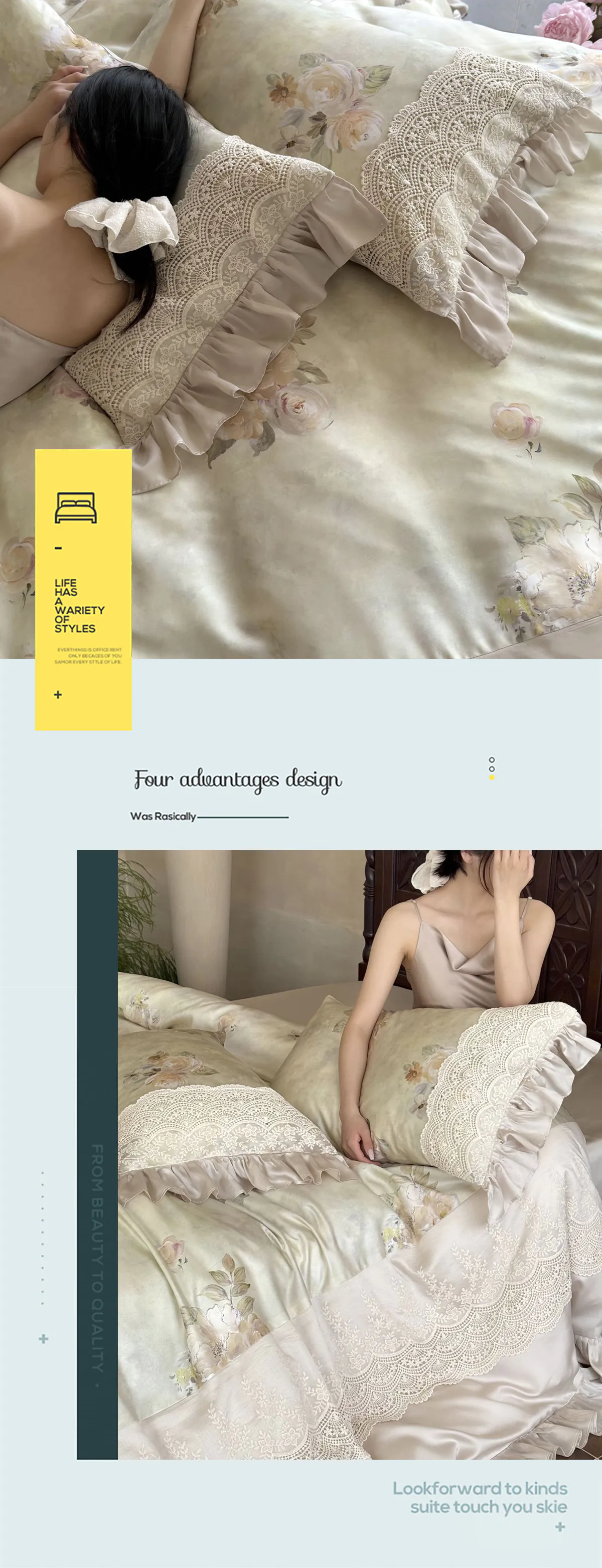 100s-Brushed-Cotton-Lace-Trim-Floral-Print-Full-Queen-King-Bedding-Set16