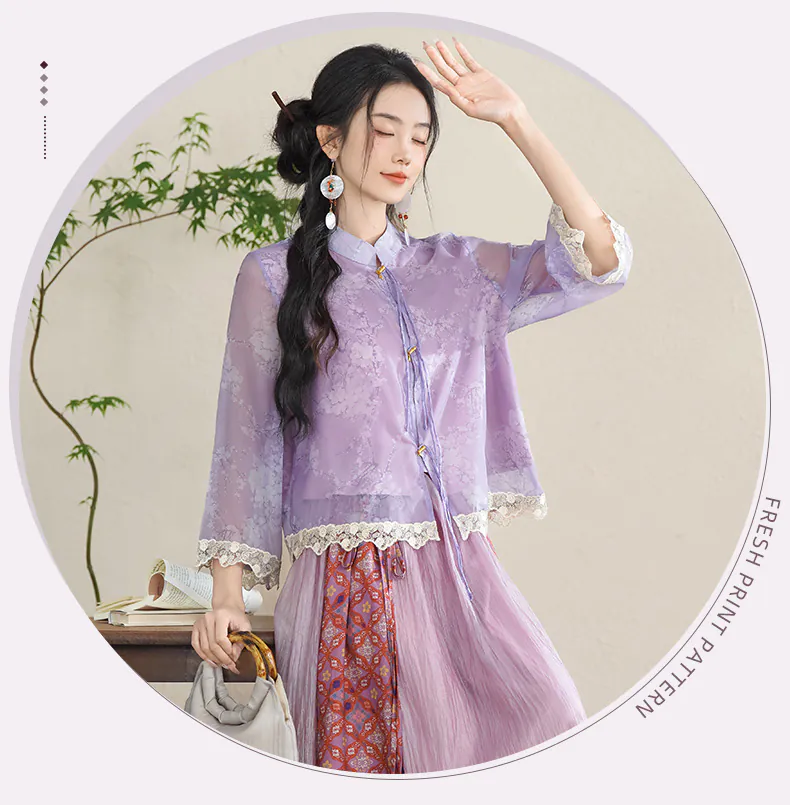 Aesthetic-Retro-Purple-Brocade-Ruffle-Sleeves-Top-with-Skirt-Casual-Suit08