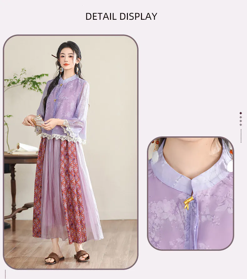 Aesthetic-Retro-Purple-Brocade-Ruffle-Sleeves-Top-with-Skirt-Casual-Suit10