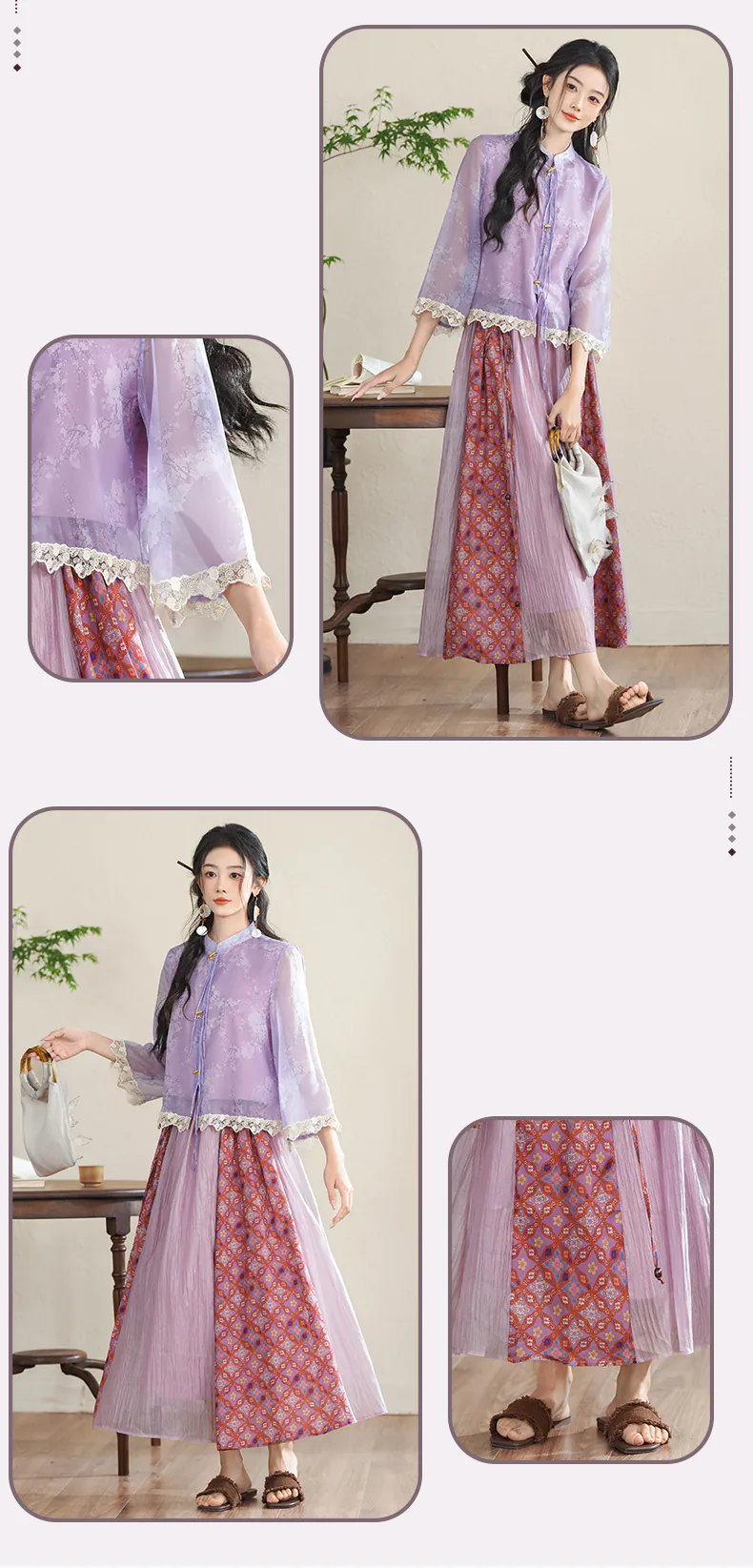 Aesthetic-Retro-Purple-Brocade-Ruffle-Sleeves-Top-with-Skirt-Casual-Suit11