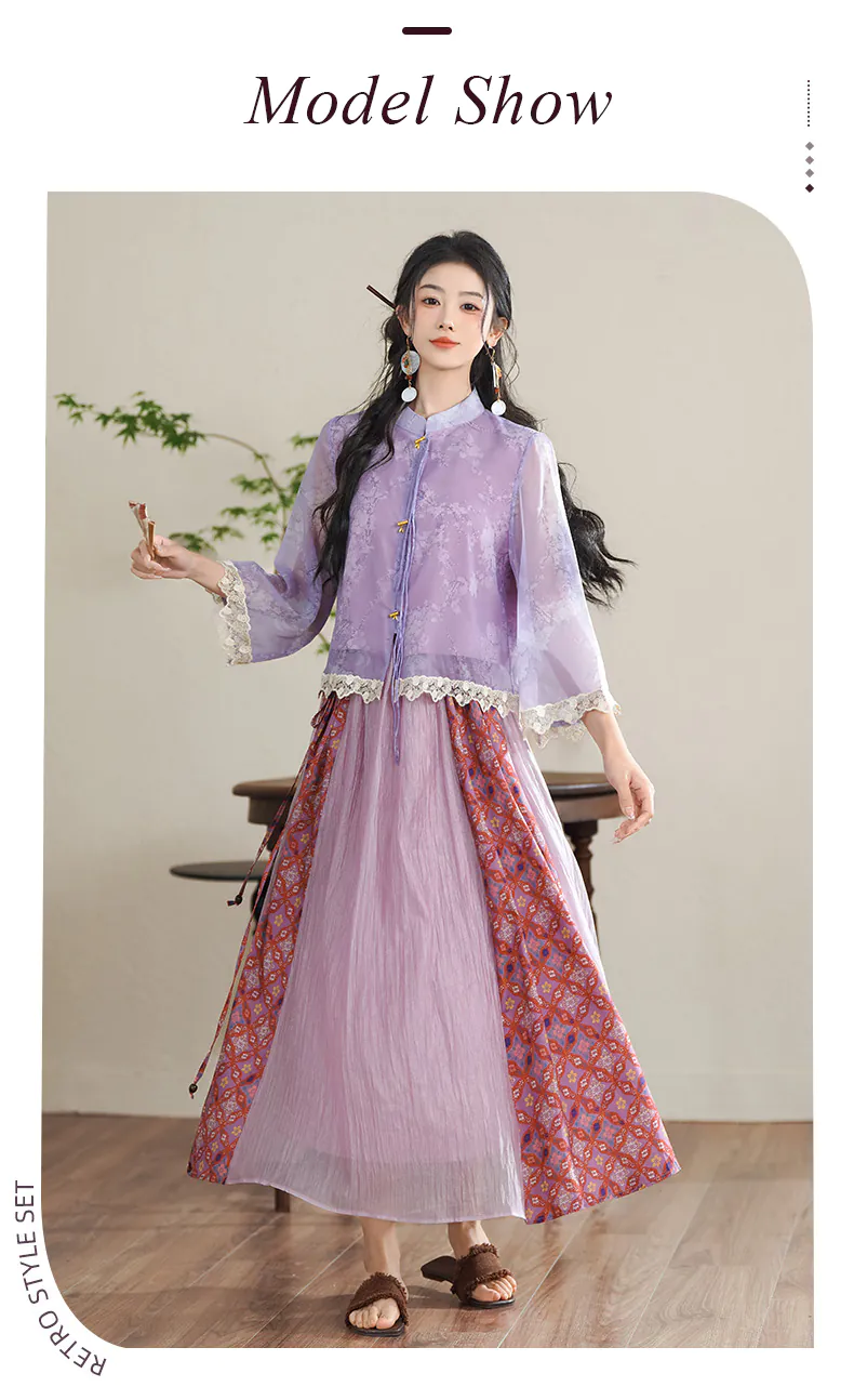 Aesthetic-Retro-Purple-Brocade-Ruffle-Sleeves-Top-with-Skirt-Casual-Suit12