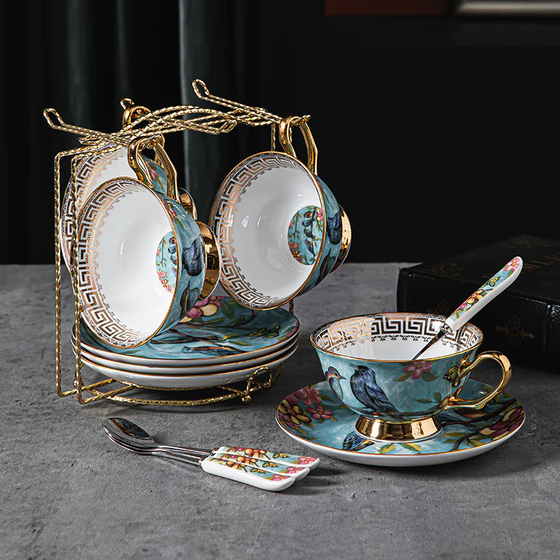 Aesthetic Vintage Ceramic High Tea Coffee Cup and Saucer Set02