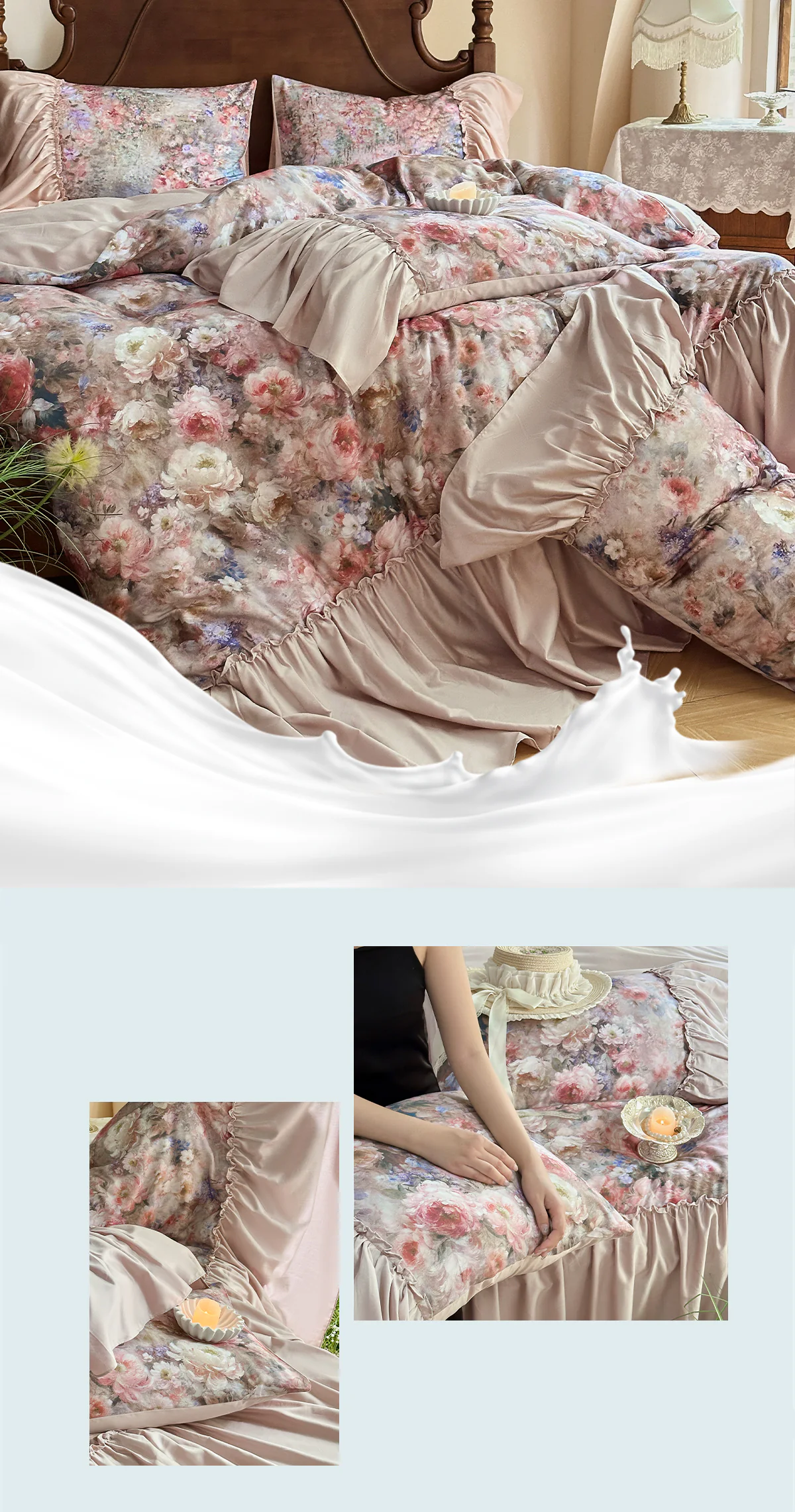 Artistic-Oil-Painting-Floral-Print-Brushed-Cotton-Tencel-Bedding-4-Piece-Set10