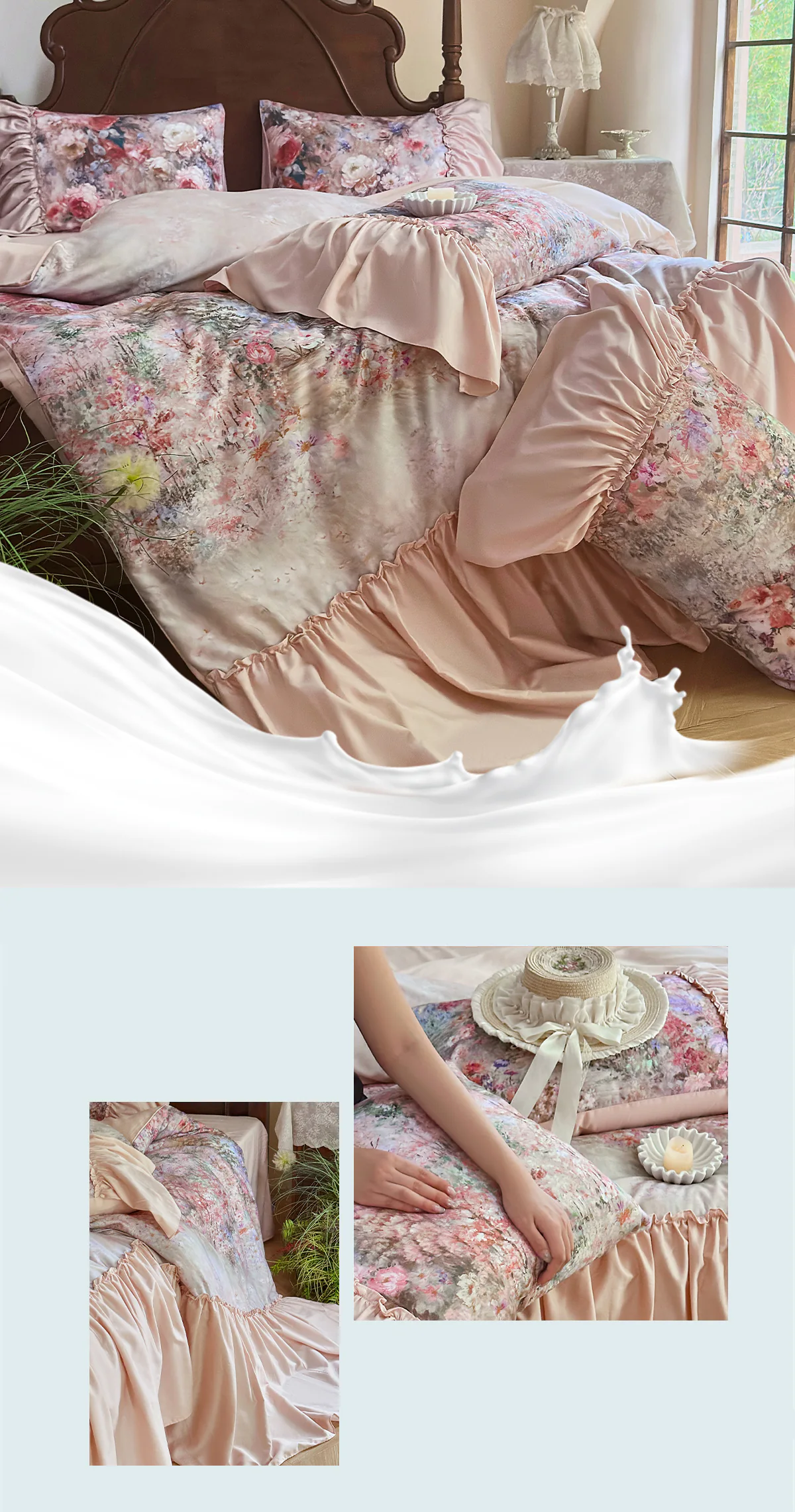 Artistic-Oil-Painting-Floral-Print-Brushed-Cotton-Tencel-Bedding-4-Piece-Set15