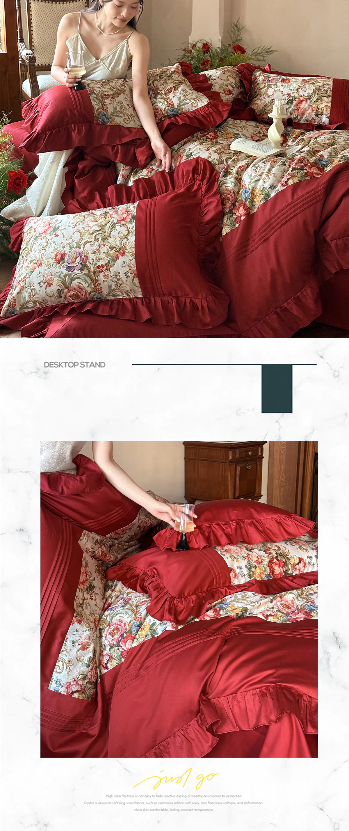Classic-Floral-Print-Ruffle-Trim-100-Pure-Cotton-Bed-Sheet-Comforter-Cover-Set11