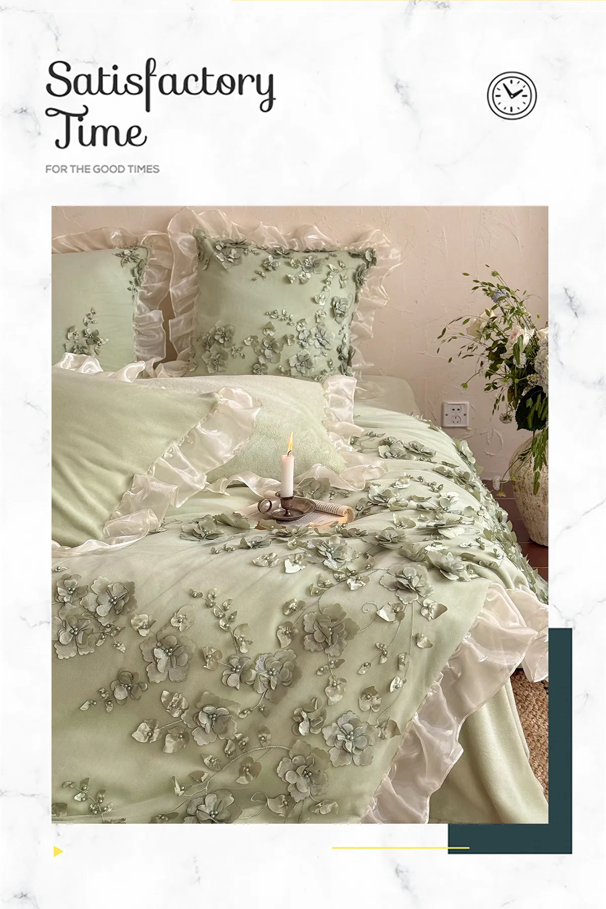 Cottage-3D-Floral-Embroidery-Ruffle-Edge-Soft-Bedding-4-Pcs-Set12