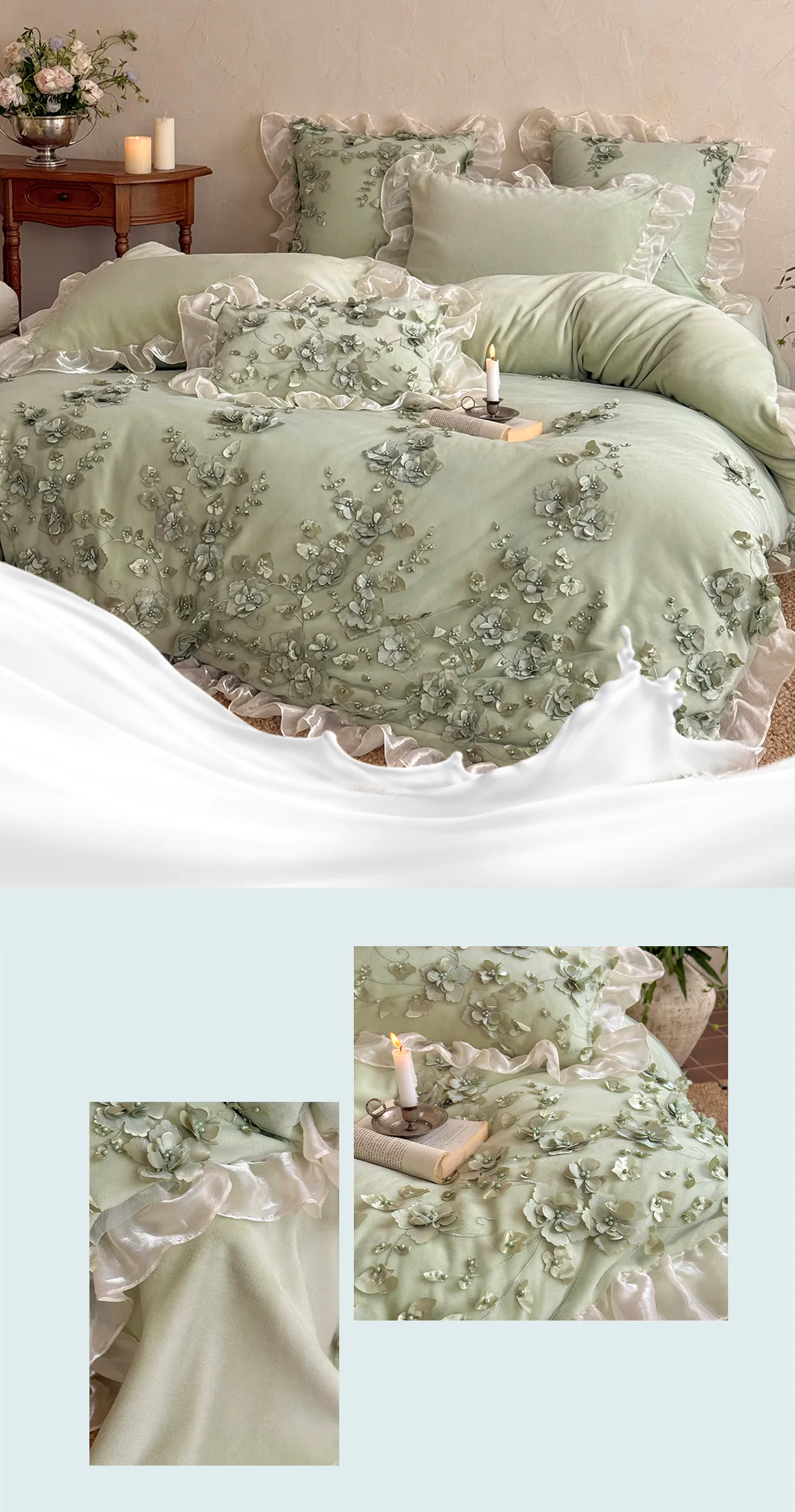 Cottage-3D-Floral-Embroidery-Ruffle-Edge-Soft-Bedding-4-Pcs-Set14