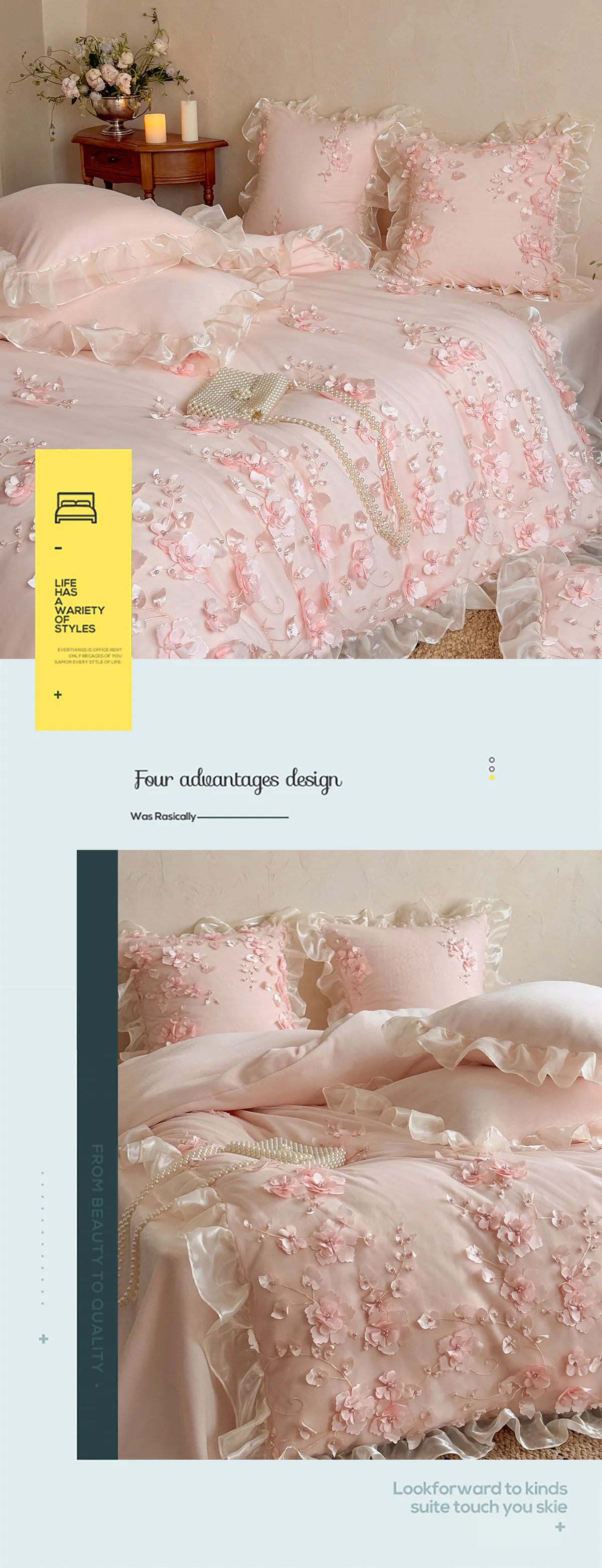 Cottage-3D-Floral-Embroidery-Ruffle-Edge-Soft-Bedding-4-Pcs-Set18