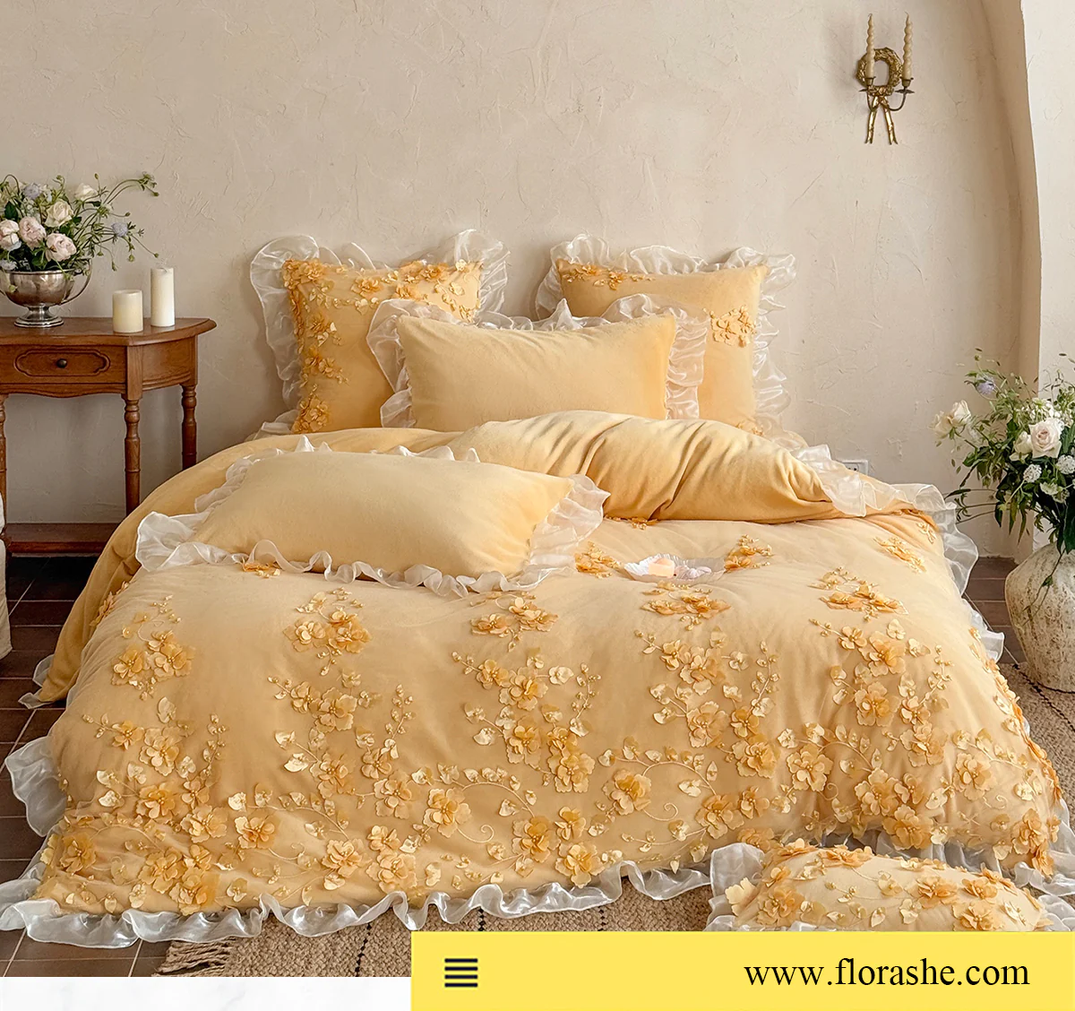 Cottage-3D-Floral-Embroidery-Ruffle-Edge-Soft-Bedding-4-Pcs-Set21