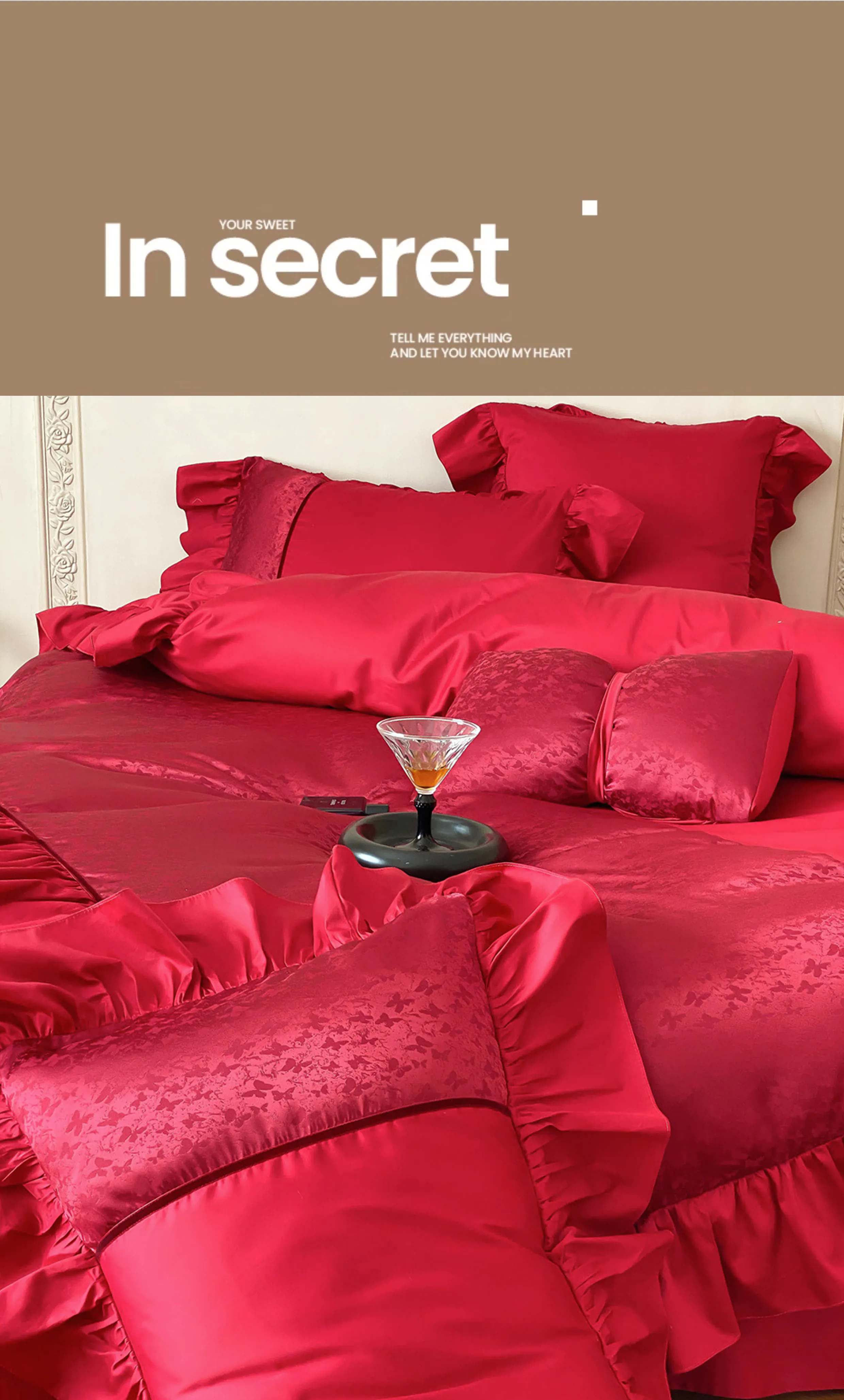 Crimson-Red-Egyptian-Cotton-Butterfly-Jacquard-Ruffle-Edge-Bedding-Set11
