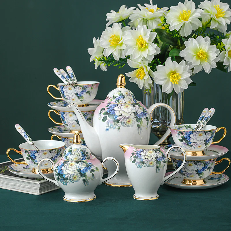 Delicate Retro Bone China Porcelain Floral Coffee Cup Set Tea Party Gift01