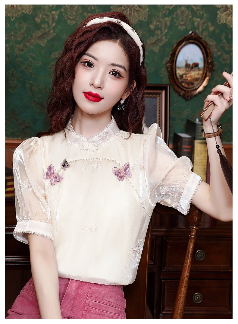 Elegant-Embroidery-Beads-Mandarin-Collar-Short-Sleeve-Lace-Shirt07