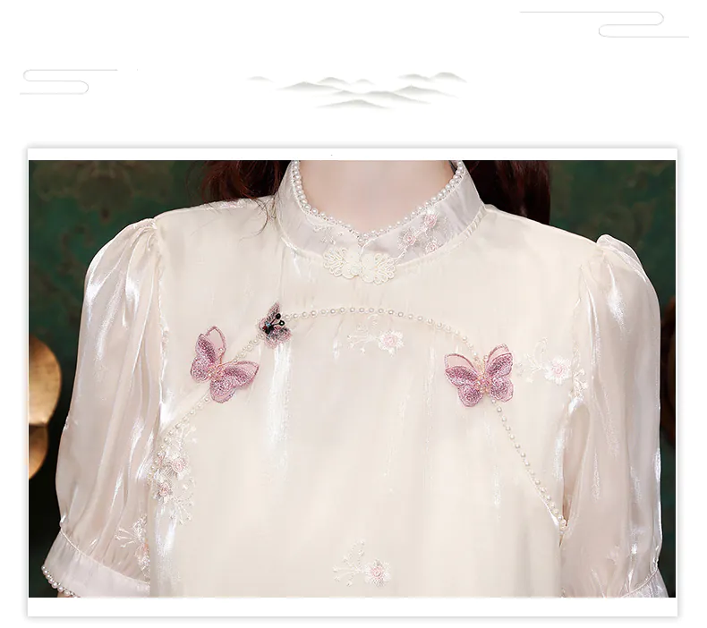 Elegant-Embroidery-Beads-Mandarin-Collar-Short-Sleeve-Lace-Shirt11