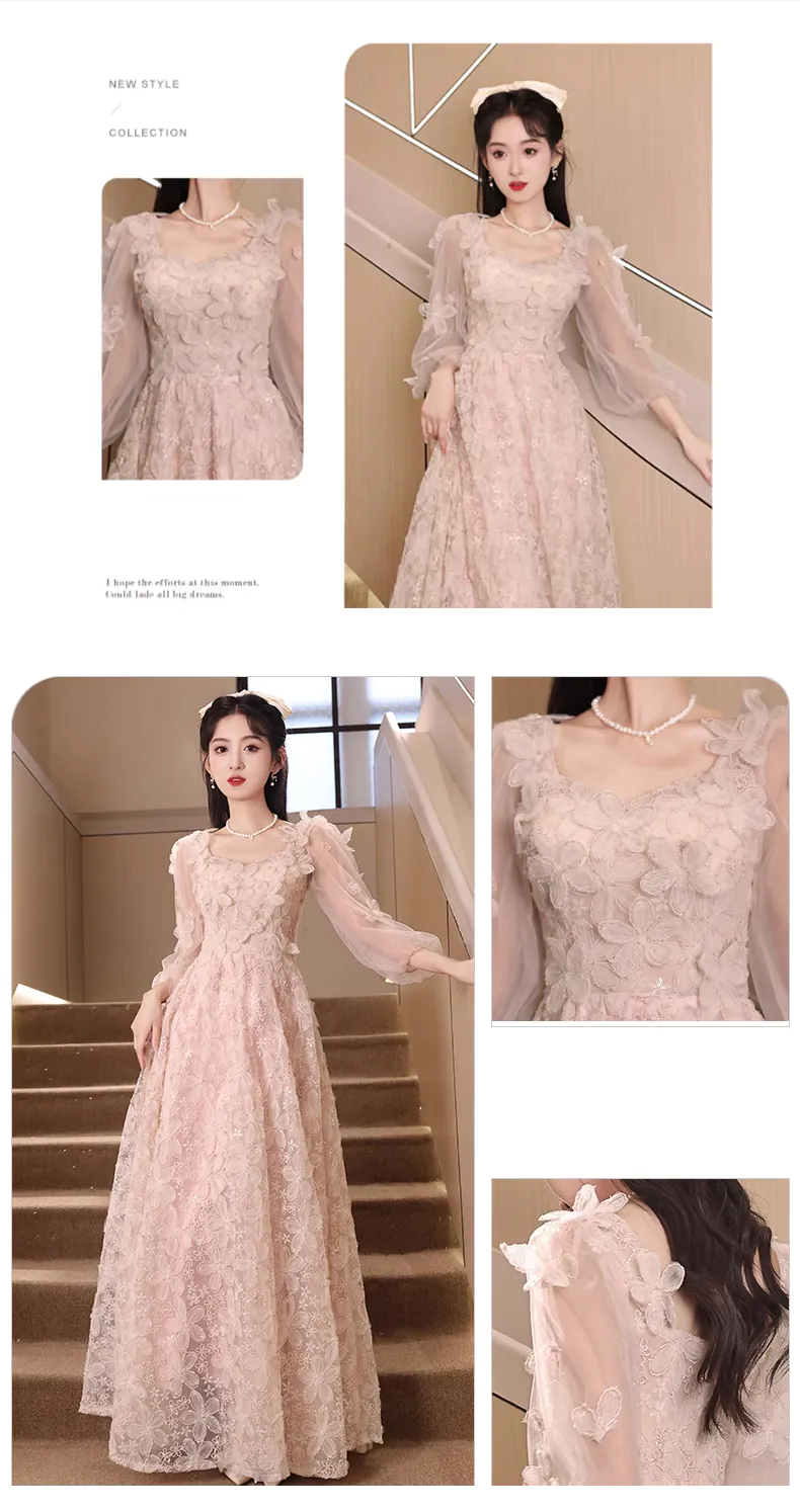 Elegant-Pink-Flower-Petal-Long-Tulle-Sleeve-Cocktail-Prom-Party-Dress07