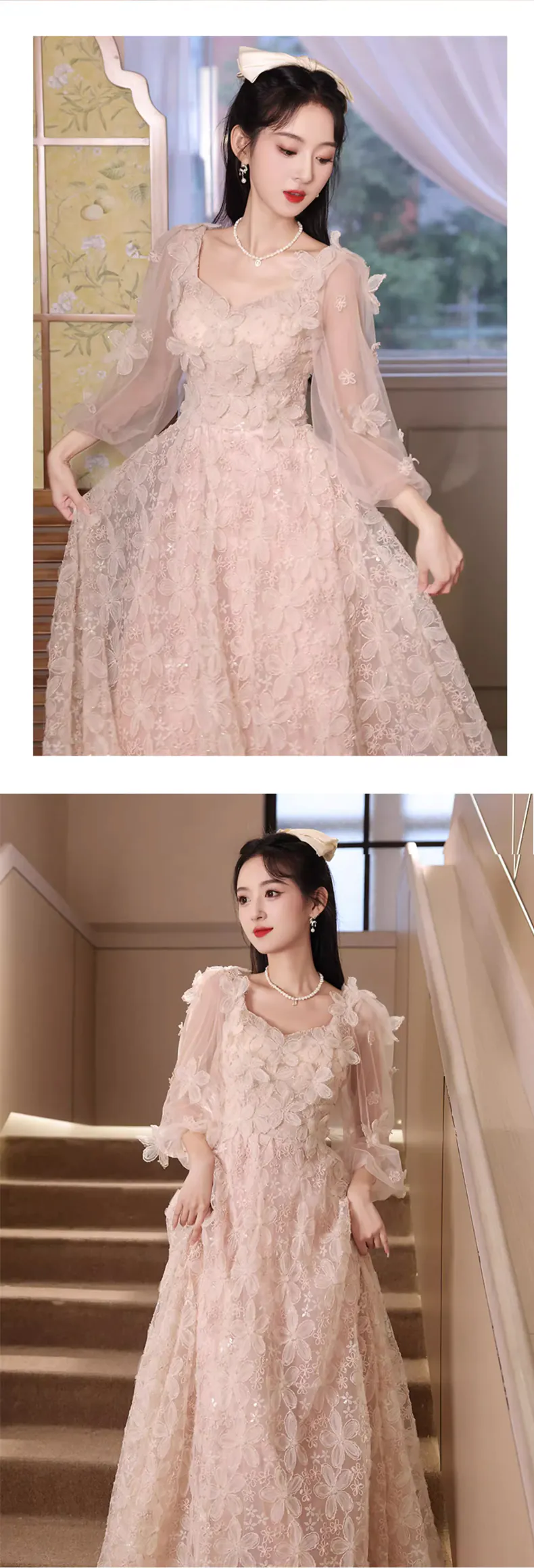 Elegant-Pink-Flower-Petal-Long-Tulle-Sleeve-Cocktail-Prom-Party-Dress10