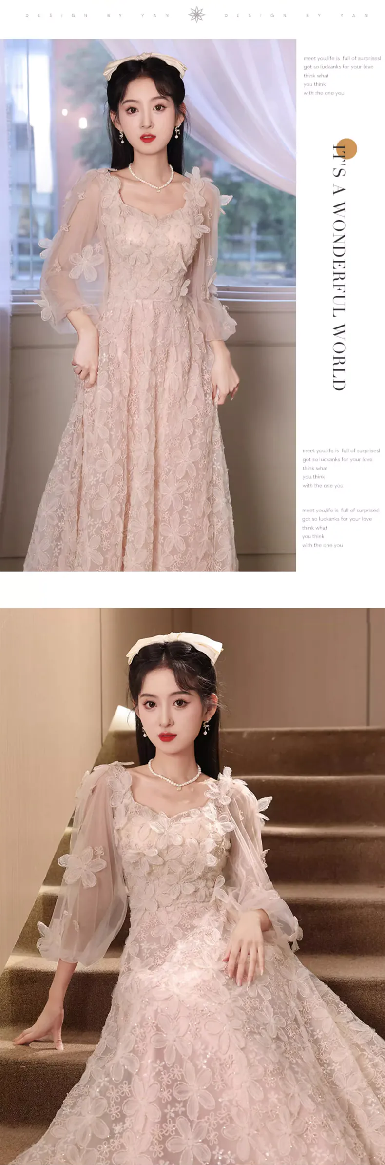 Elegant-Pink-Flower-Petal-Long-Tulle-Sleeve-Cocktail-Prom-Party-Dress11