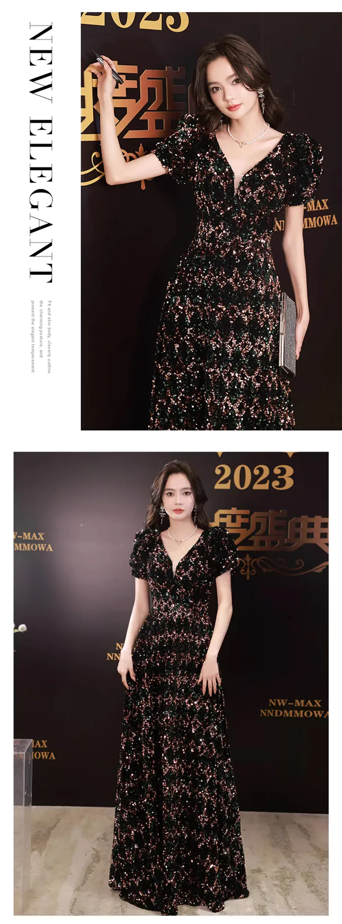 Elegant-V-Neck-Short-Sleeve-Black-Sequin-Evening-Gown-Party-Dress12