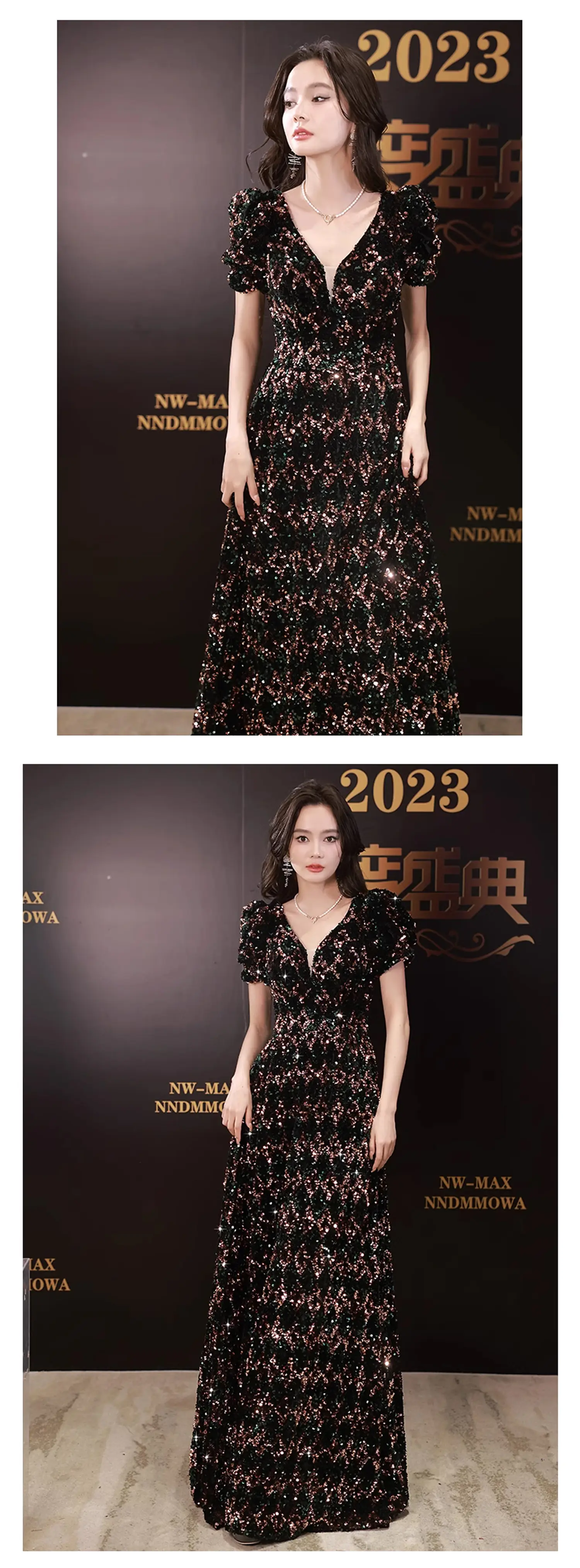 Elegant-V-Neck-Short-Sleeve-Black-Sequin-Evening-Gown-Party-Dress13