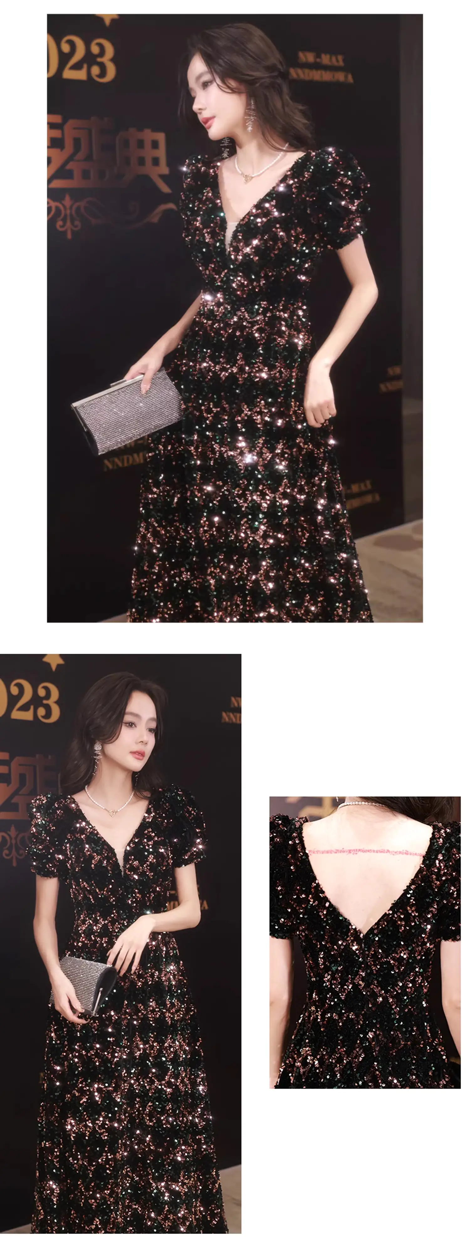 Elegant-V-Neck-Short-Sleeve-Black-Sequin-Evening-Gown-Party-Dress14