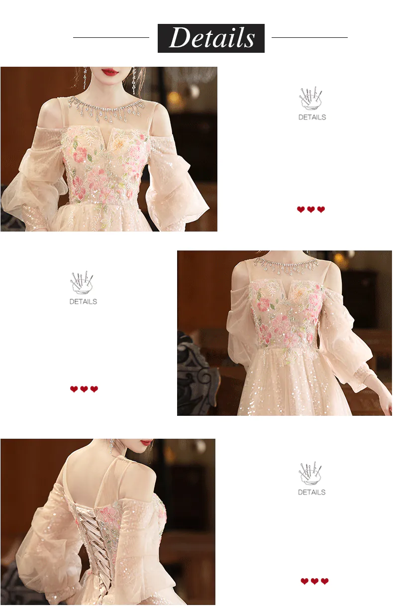 Ethereal-Champagne-Floral-Embroidery-Sheer-Puff-Sleeves-Tulle-Evening-Gown08