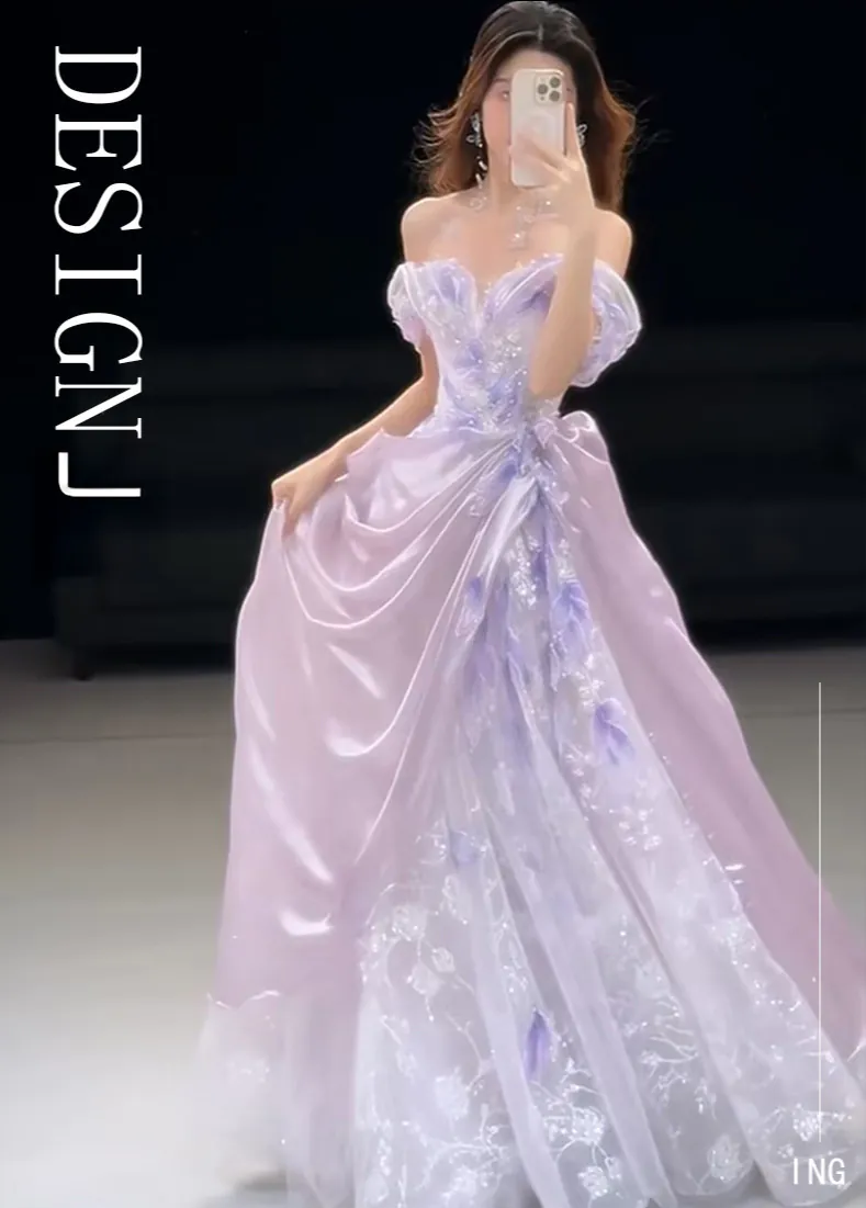 Ethereal-Lavender-Sweetheart-Neckline-Off-Shoulder-Tulle-Satin-Ball-Gown05