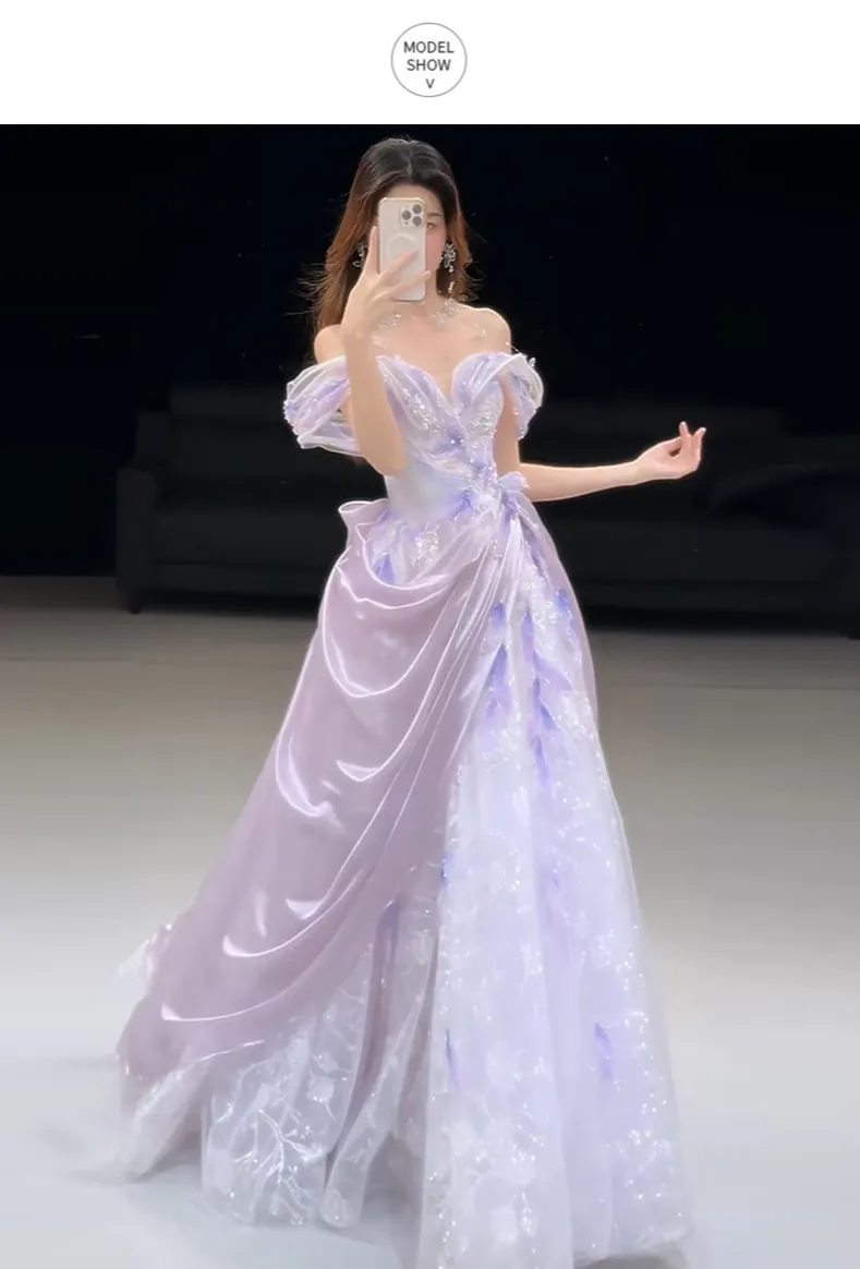 Ethereal-Lavender-Sweetheart-Neckline-Off-Shoulder-Tulle-Satin-Ball-Gown08