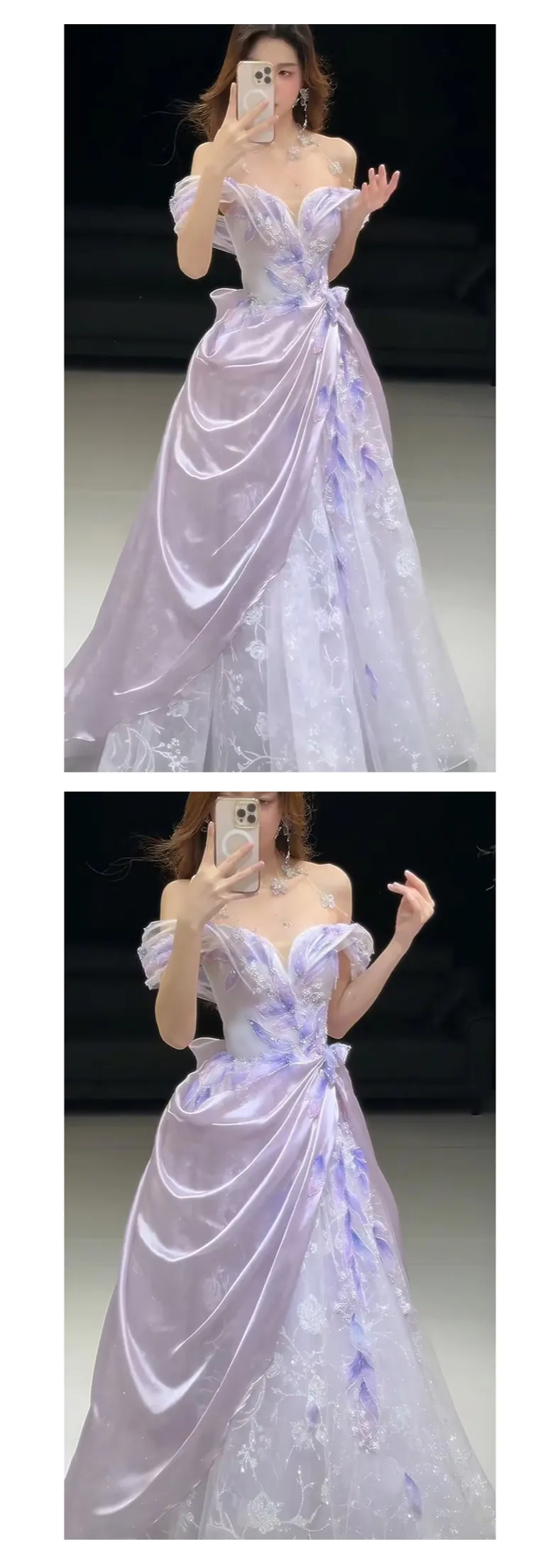 Ethereal-Lavender-Sweetheart-Neckline-Off-Shoulder-Tulle-Satin-Ball-Gown09