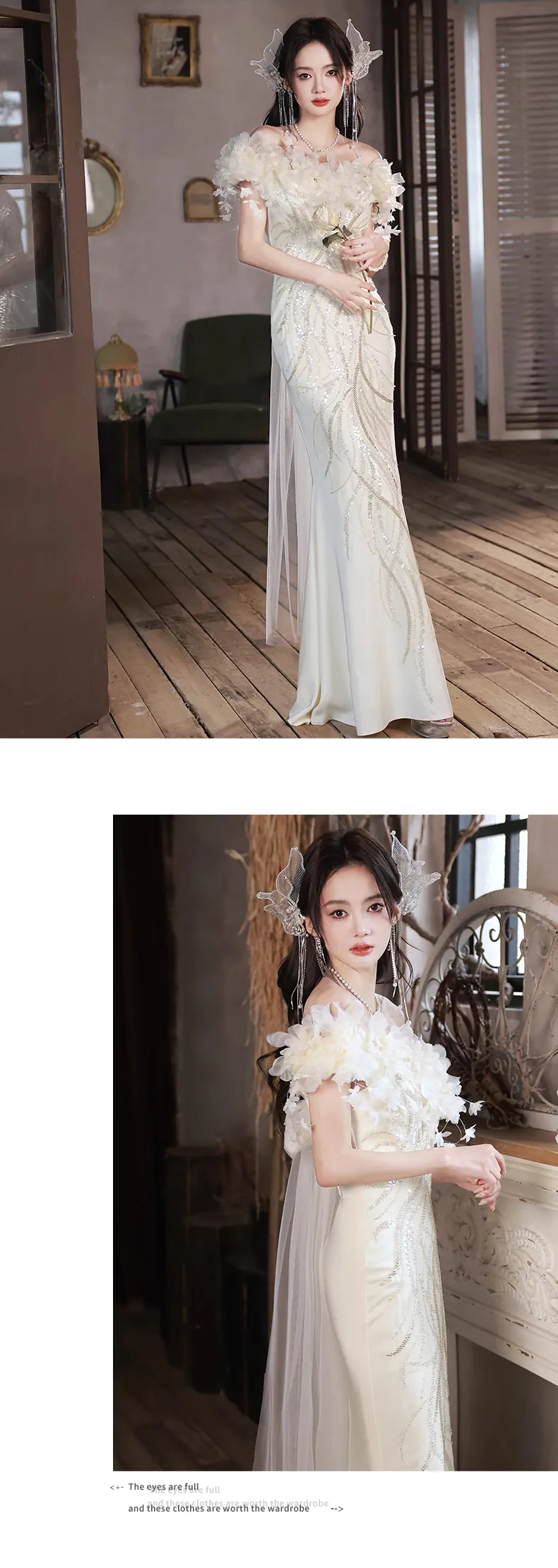 Fairy-Creamy-White-Off-the-Shoulder-Fishtail-Banquet-Prom-Party-Dress13