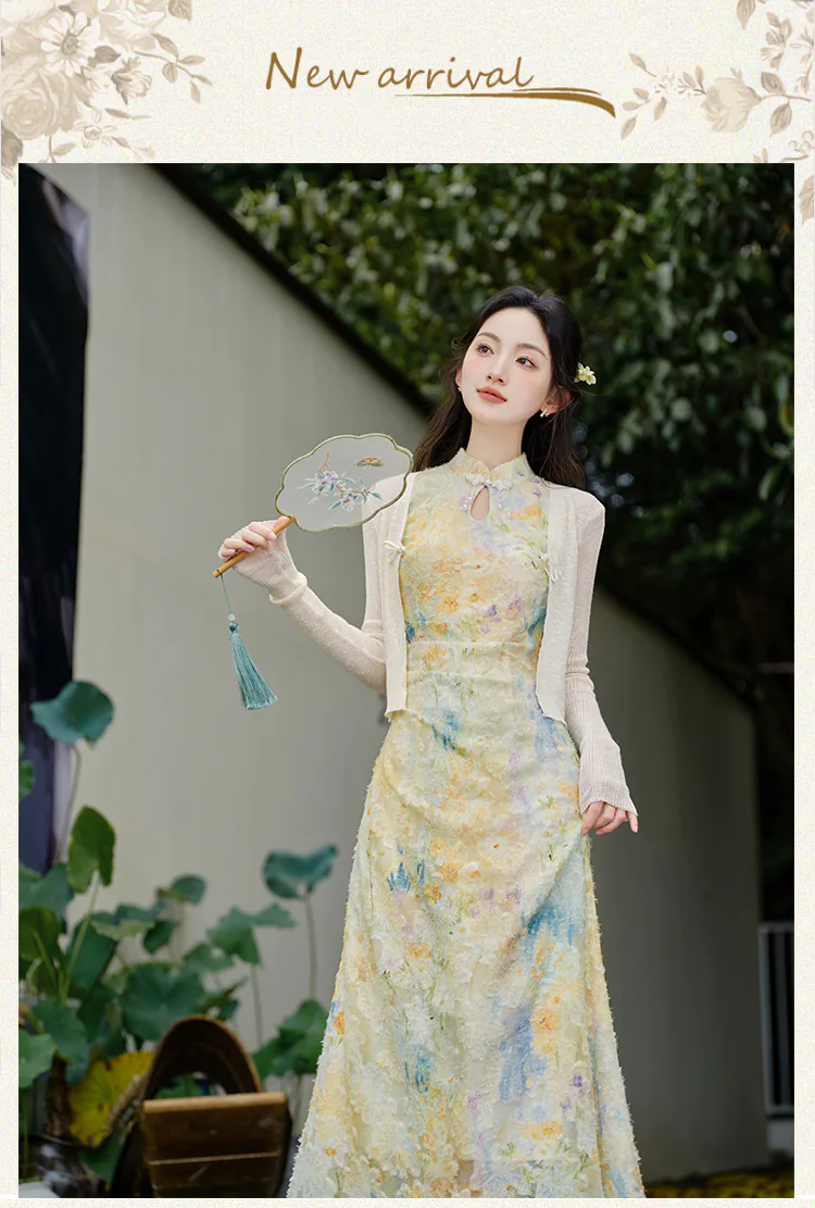Grace-Yellow-Burn-out-Floral-Slim-Fit-Dress-with-Long-Sleeve-Cardigan-Set07