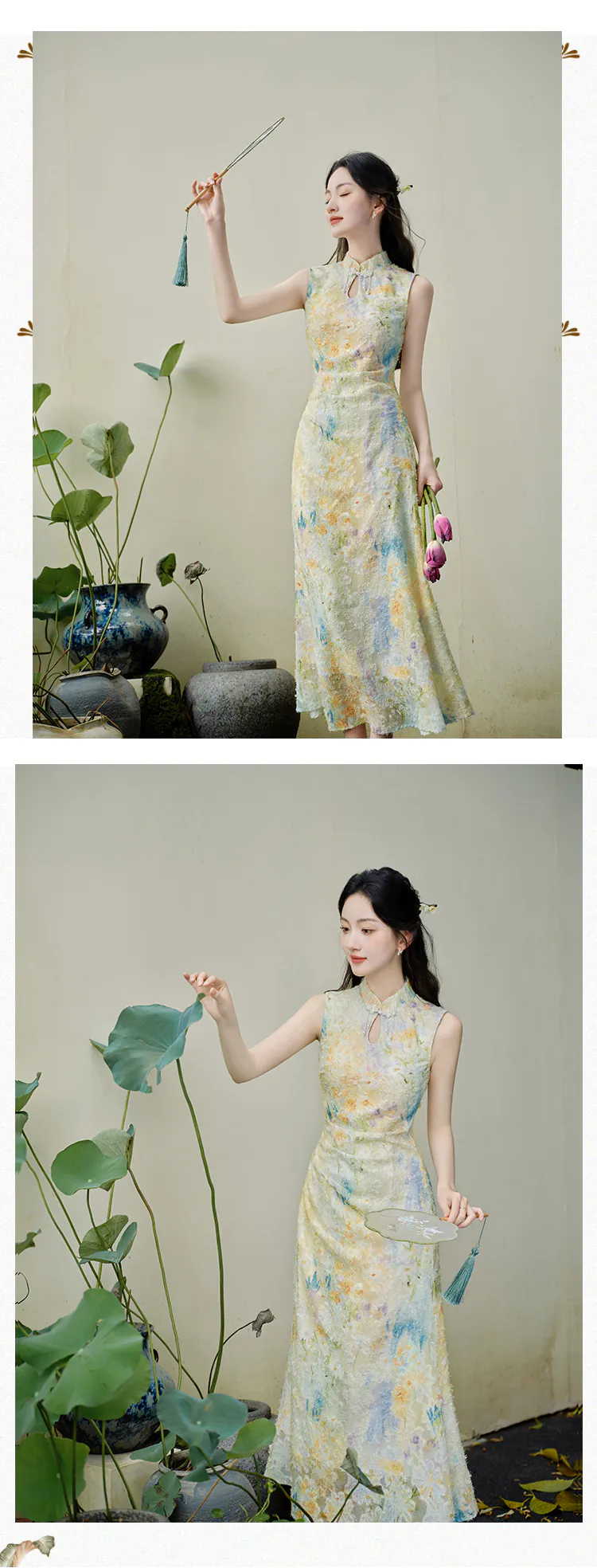 Grace-Yellow-Burn-out-Floral-Slim-Fit-Dress-with-Long-Sleeve-Cardigan-Set13