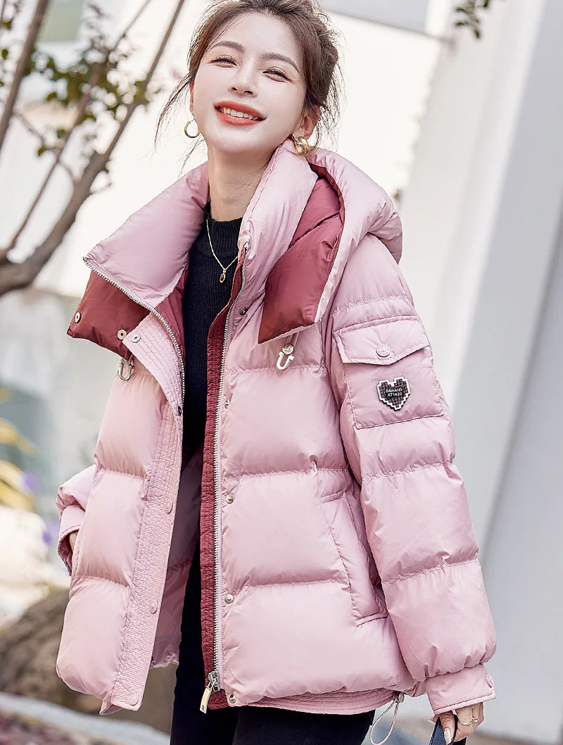 Ladies Loose Fit Casual Hooded Puffer Down Coat Cotton Outerwear01