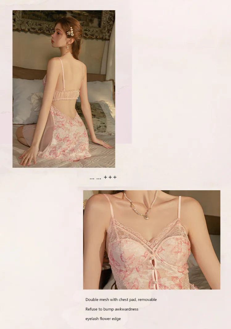 Ladies-V-Neck-Butterfly-Floral-Sheer-Mesh-Spaghetti-Lace-Nightdress09