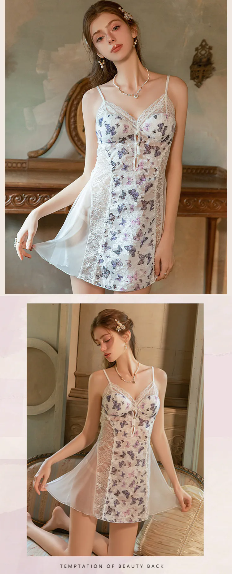 Ladies-V-Neck-Butterfly-Floral-Sheer-Mesh-Spaghetti-Lace-Nightdress14